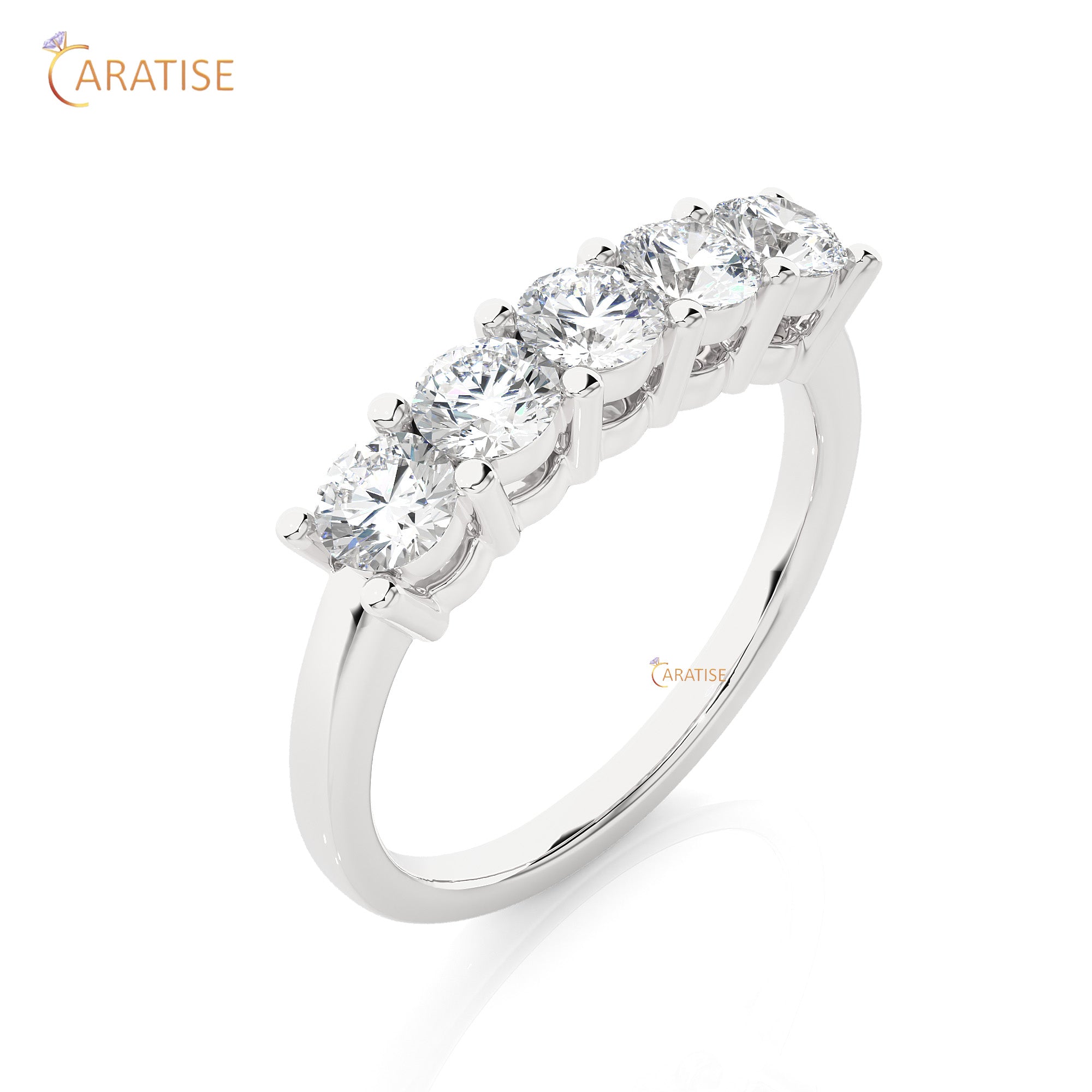 0.52 TDW Round Cut Moissanite Diamond Band Ring 925 Silver