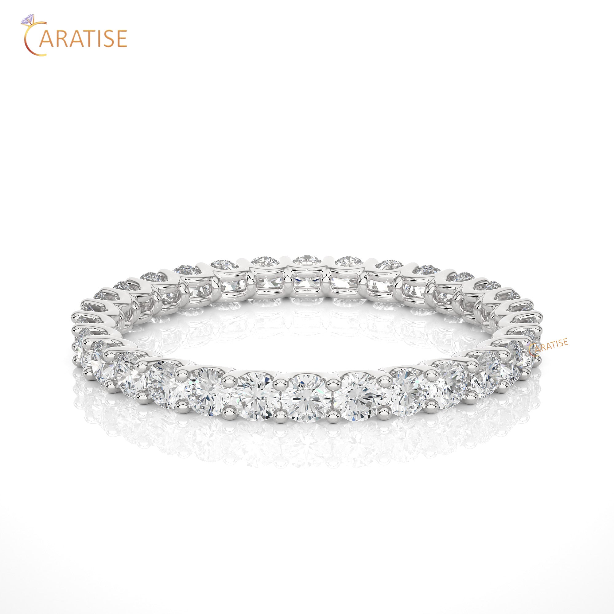 1.04 TDW Round Cut Moissanite Diamond Band 925 Silver