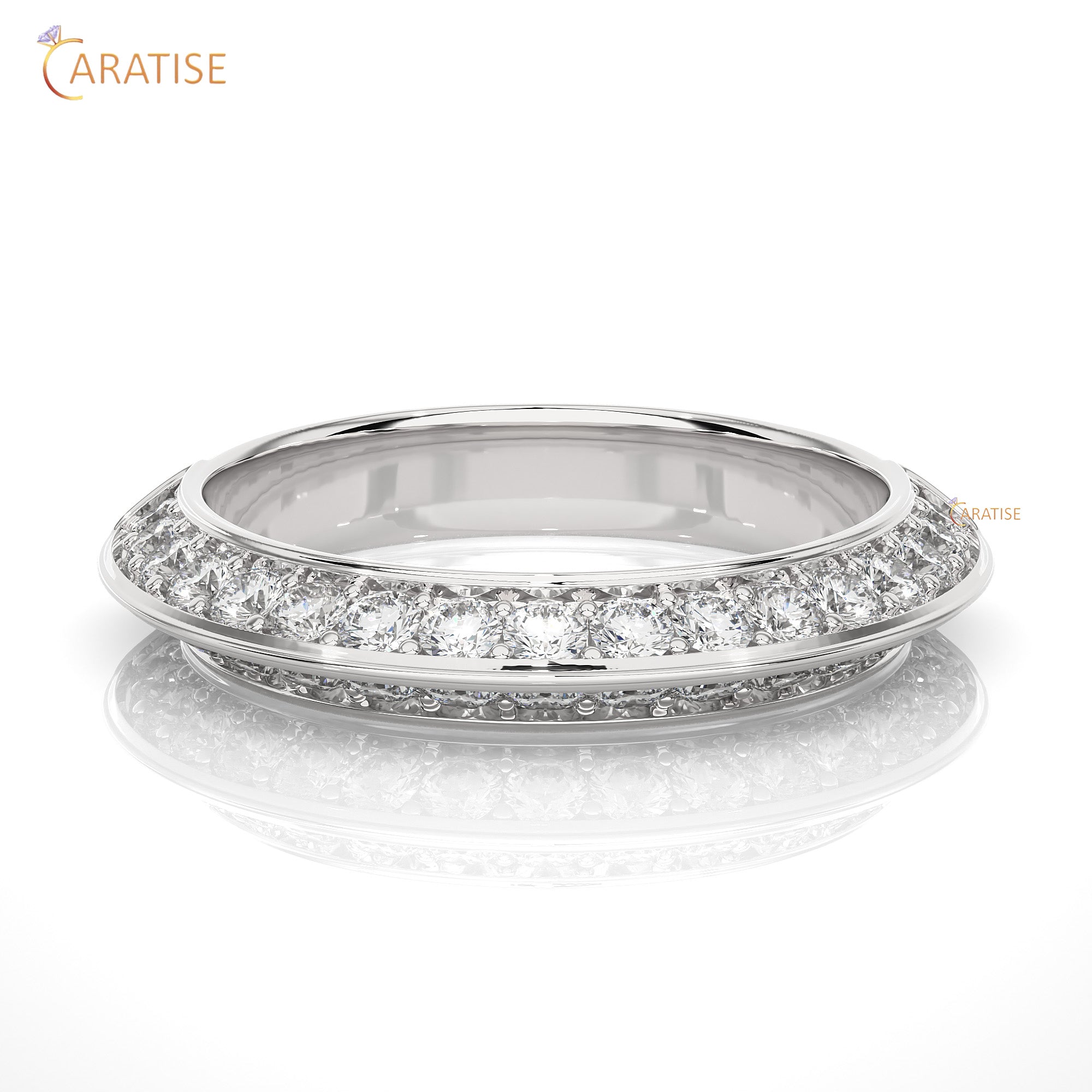 1.02 TDW Round Cut Moissanite Diamond Band Ring 925 Silver