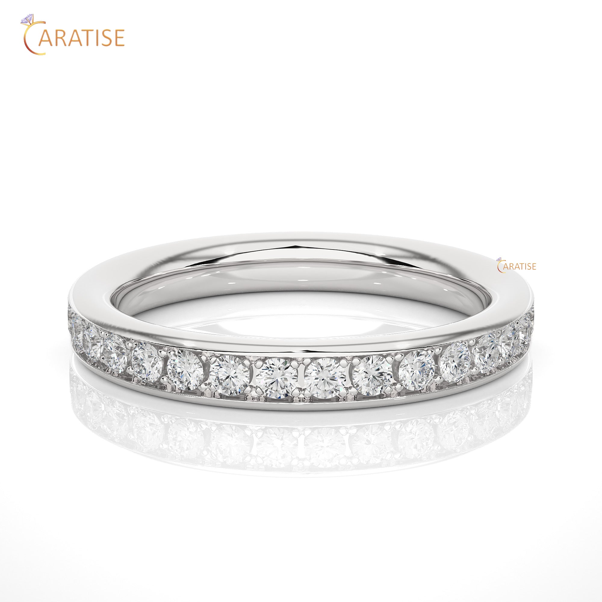 0.35 TDW Round Cut Moissanite Diamond Band Ring 925 Silver