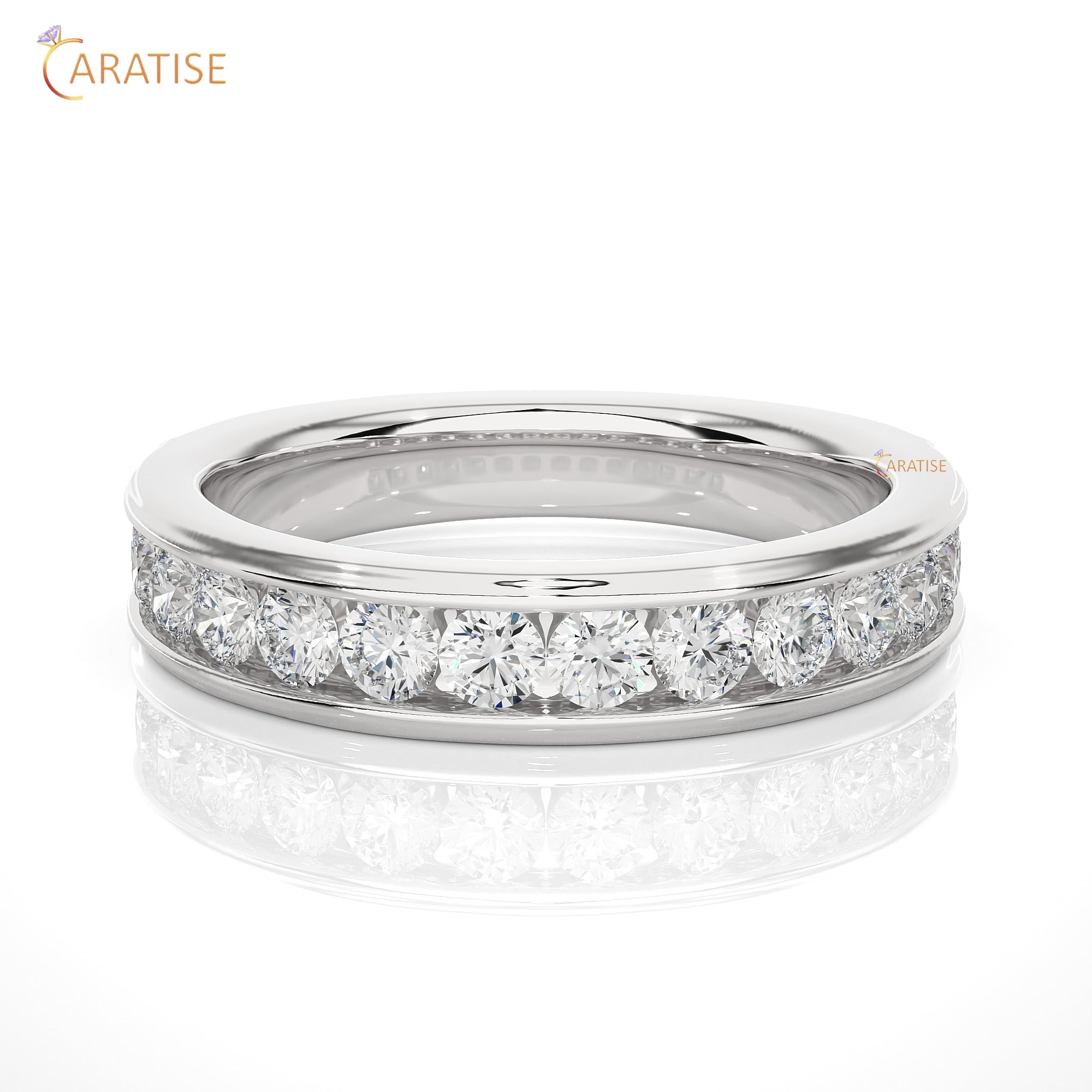 0.92 TDW Round Cut Moissanite Diamond Band Ring 925 Silver