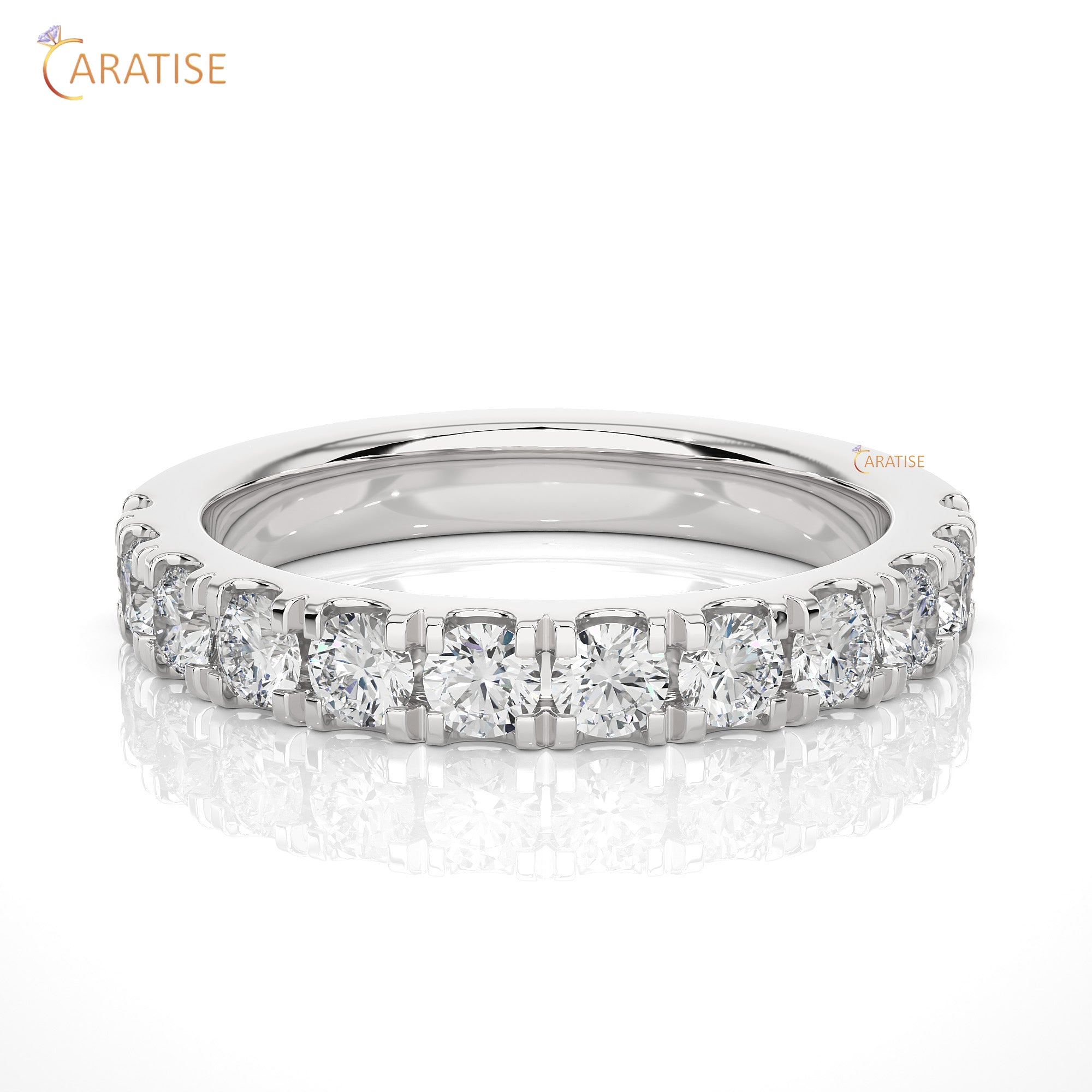 0.99 TDW Round Cut Moissanite Diamond Band Ring 925 Silver