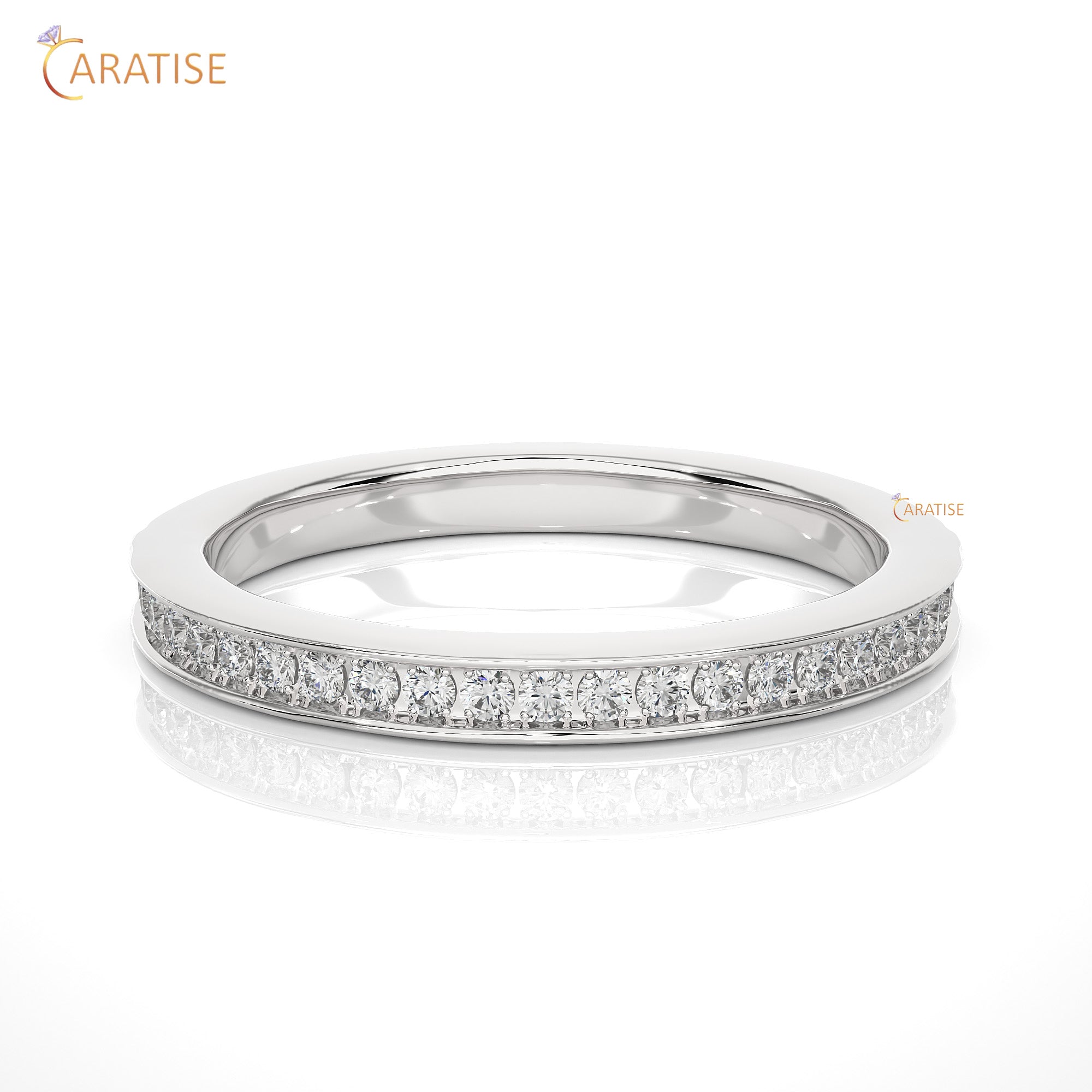 0.19 TDW Round Cut Moissanite Diamond Band Ring 925 Silver