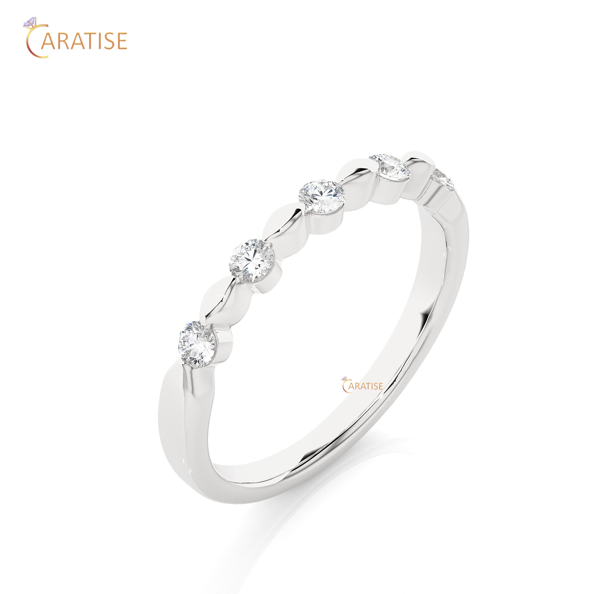 0.26 TDW Round Cut Moissanite Diamond Band Ring 925 Silver