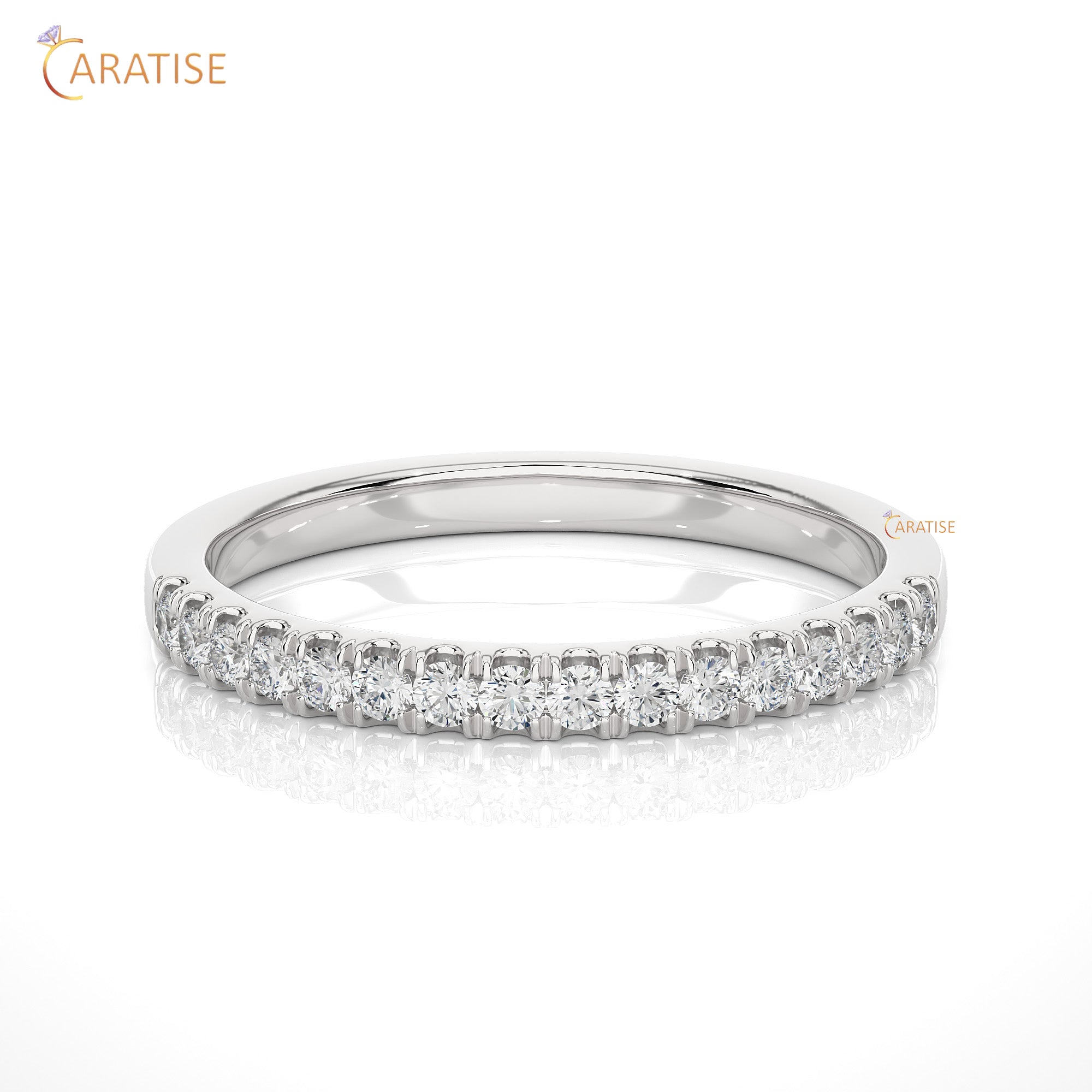 0.25 TDW Round Cut Moissanite Diamond Band Ring 925 Silver