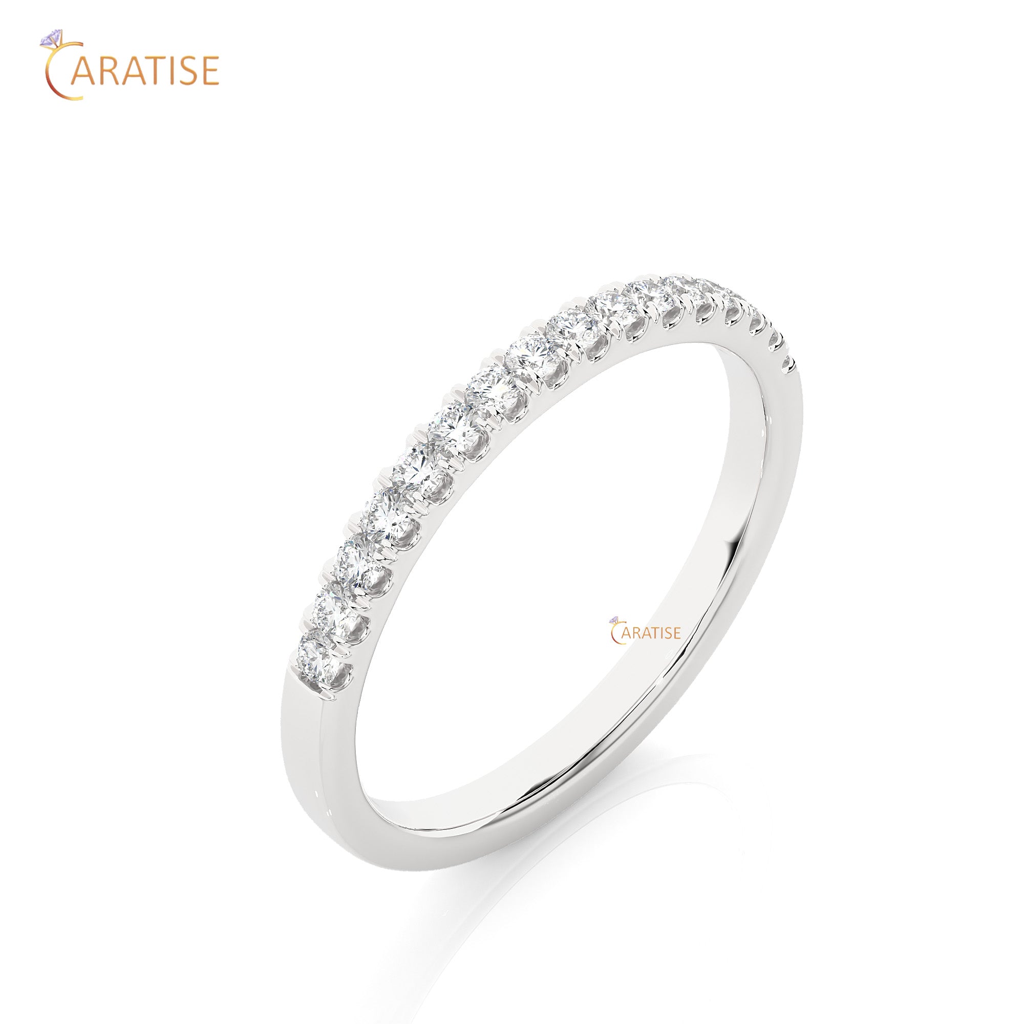 0.25 TDW Round Cut Moissanite Diamond Band Ring 925 Silver