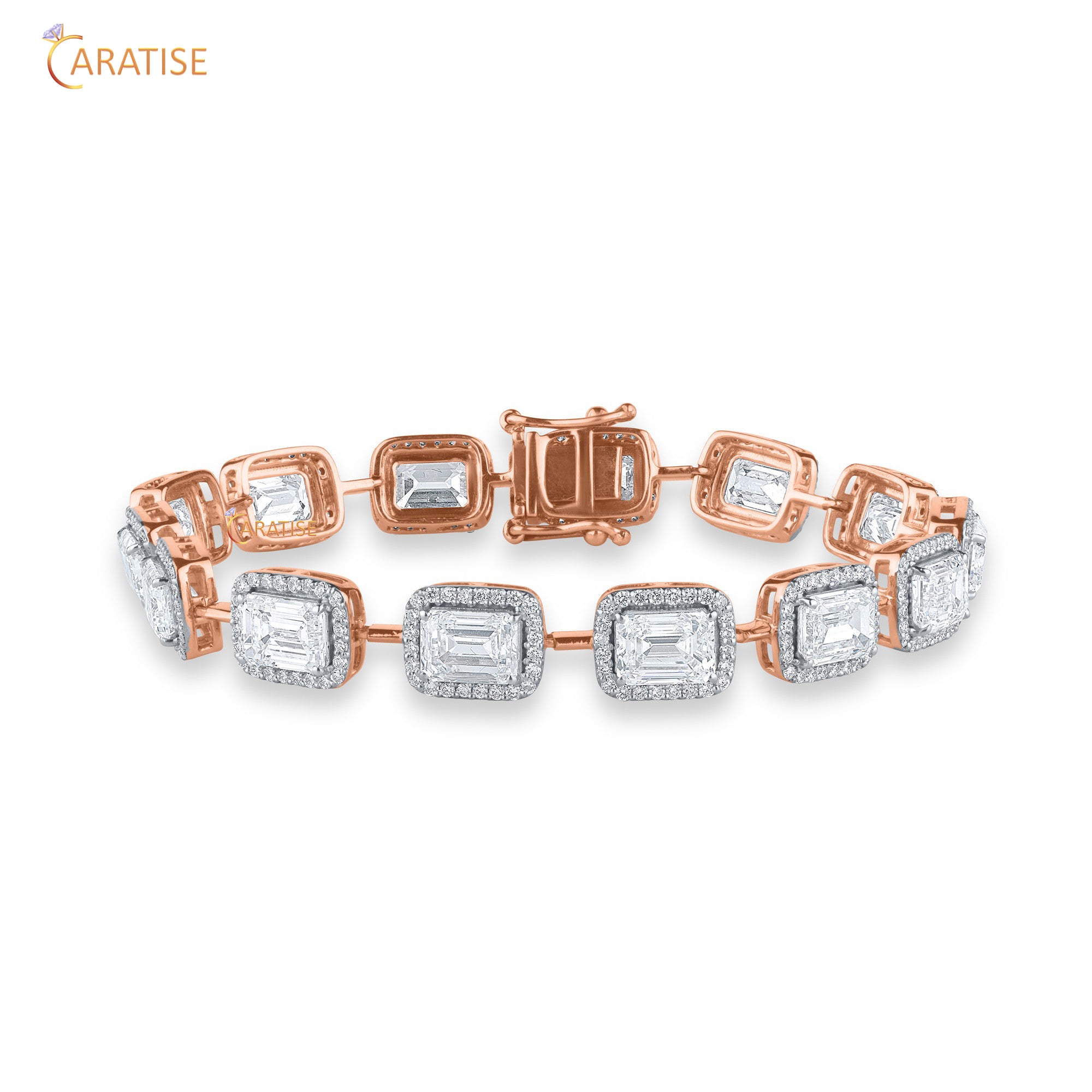 12.18 TDW Round Diamond Charm Bracelet 925 Silver