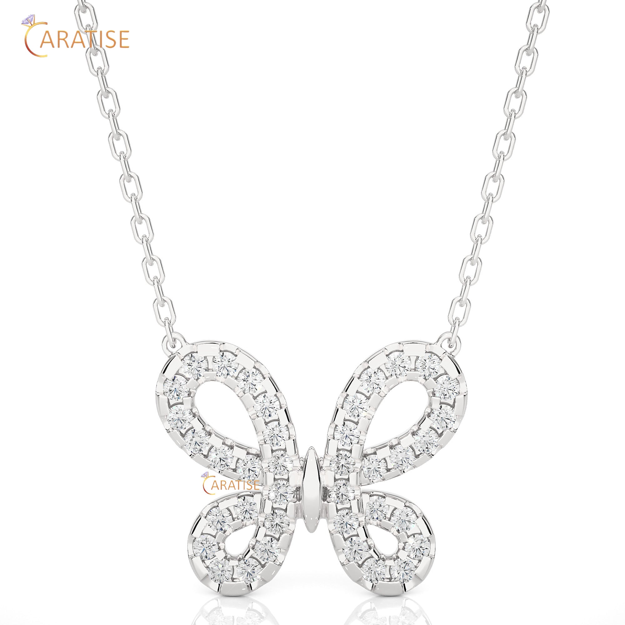 0.31 TDW Round Cut Moissanite Diamond Custom Pendant With Chain 925 Silver