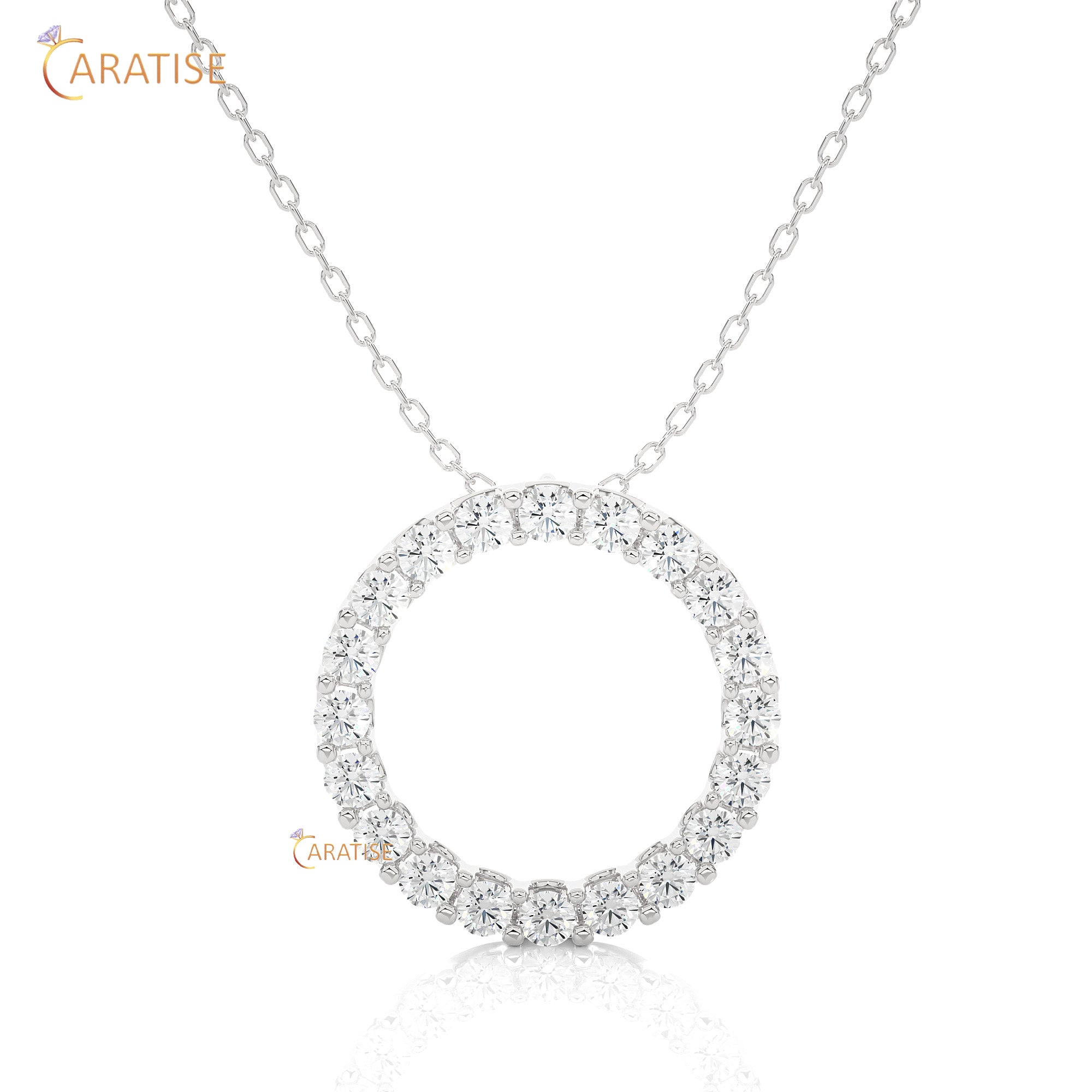 1.64 TDW Round Cut Moissanite Diamond Custom Pendant With Chain 925 Silver