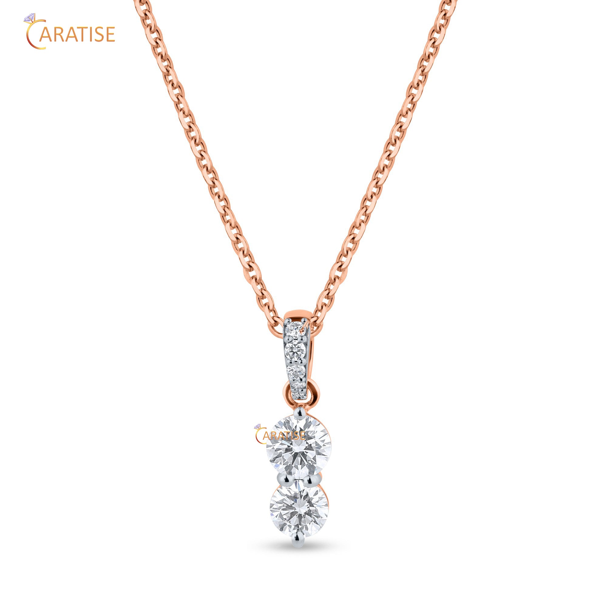 0.86 TDW Round Cut Moissanite Diamond Custom Pendant With Chain 925 Silver