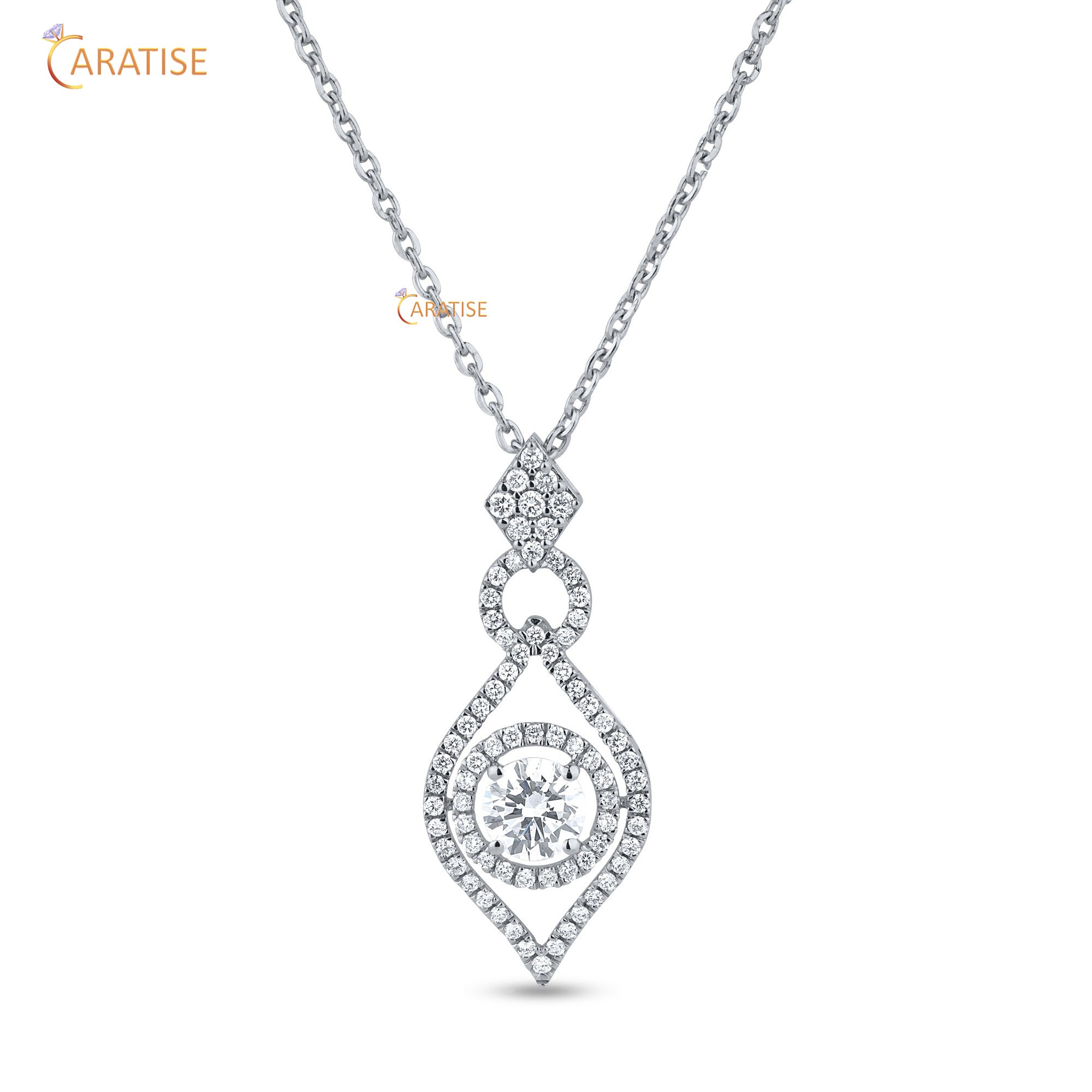 1.137 TDW Round Cut Moissanite Diamond Custom Pendant With Chain 925 Silver