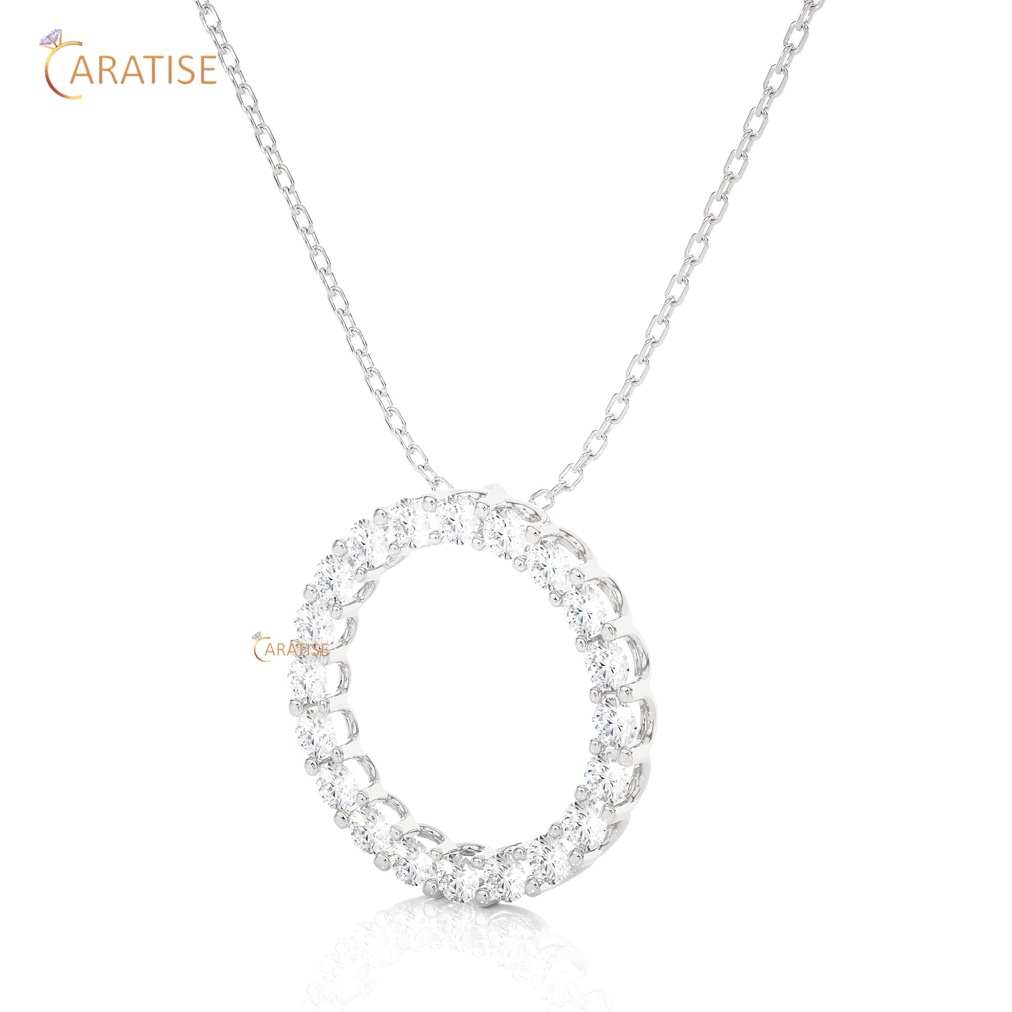 1.64 TDW Round Cut Moissanite Diamond Custom Pendant With Chain 925 Silver