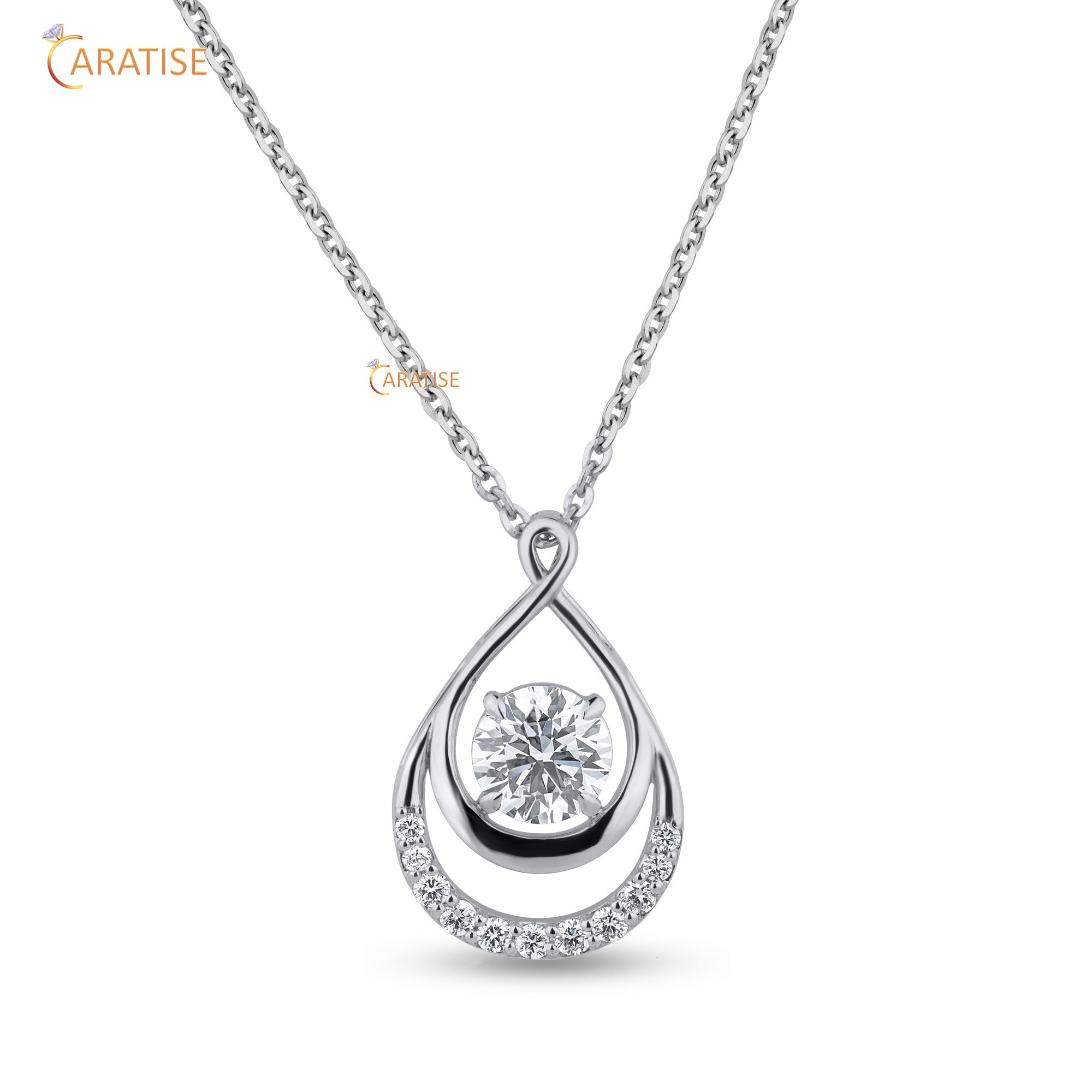 1.48 TDW Round Cut Moissanite Diamond Custom Pendant With Chain 925 Silver