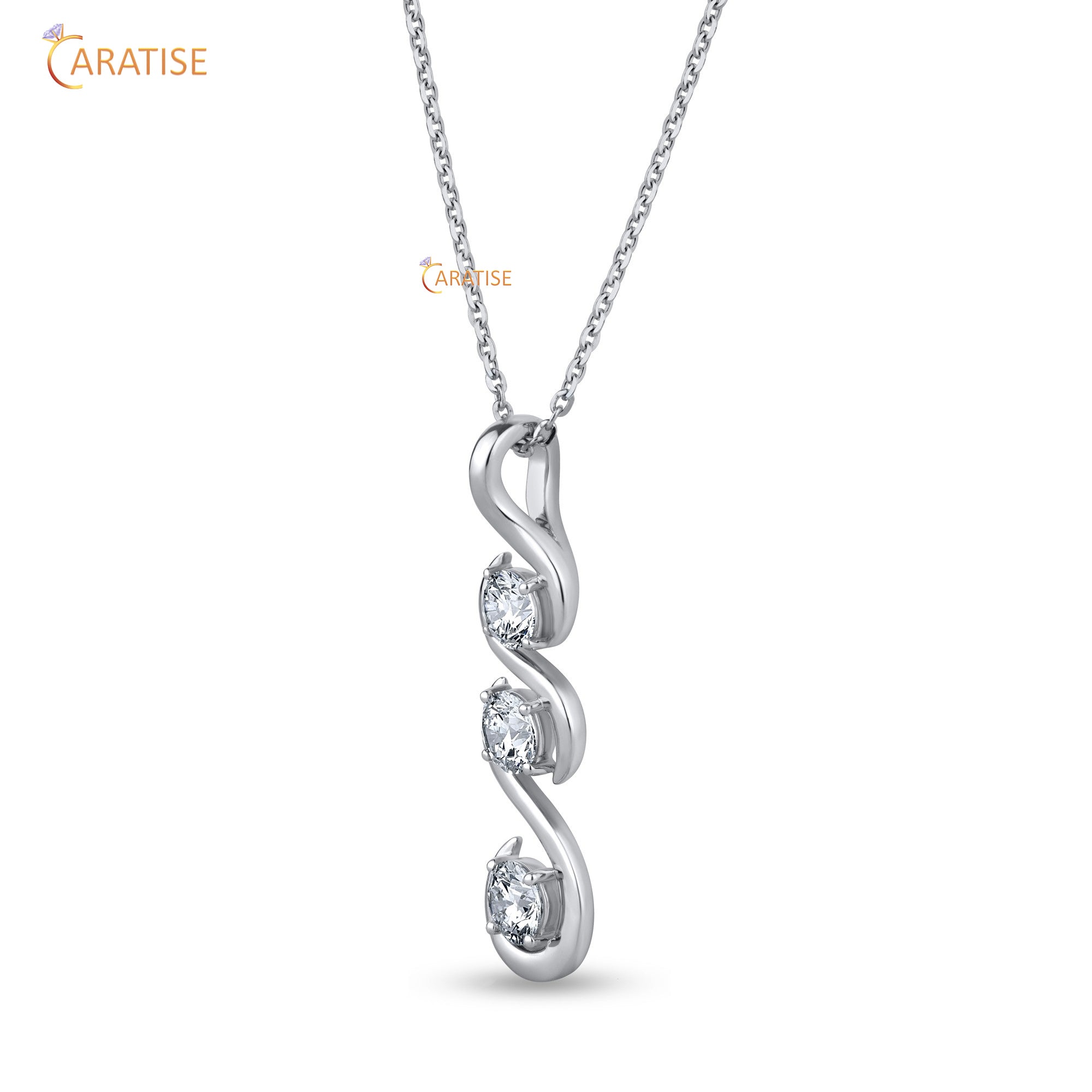 2.00 TDW Round Cut Moissanite Diamond Custom Pendant With Chain 925 Silver