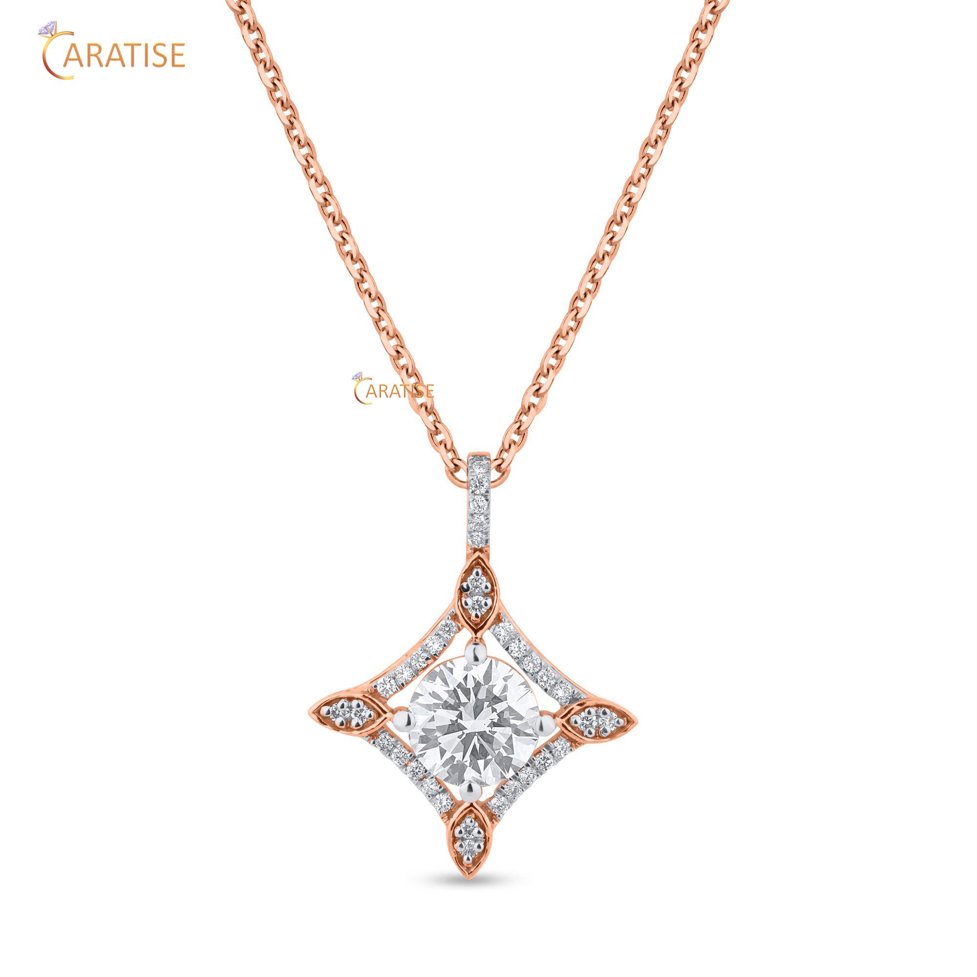 1.62 TDW Round Cut Moissanite Diamond Custom Pendant With Chain 925 Silver