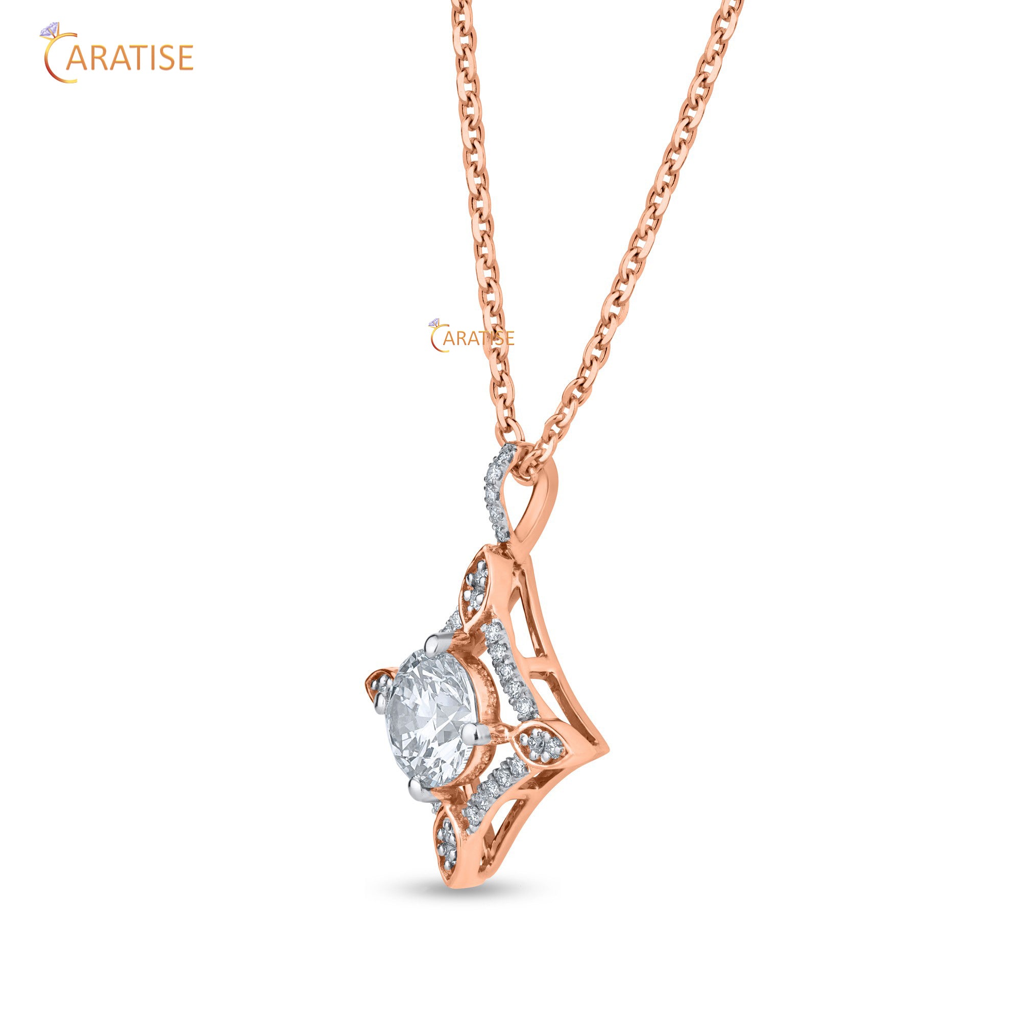 1.62 TDW Round Cut Moissanite Diamond Custom Pendant With Chain 925 Silver