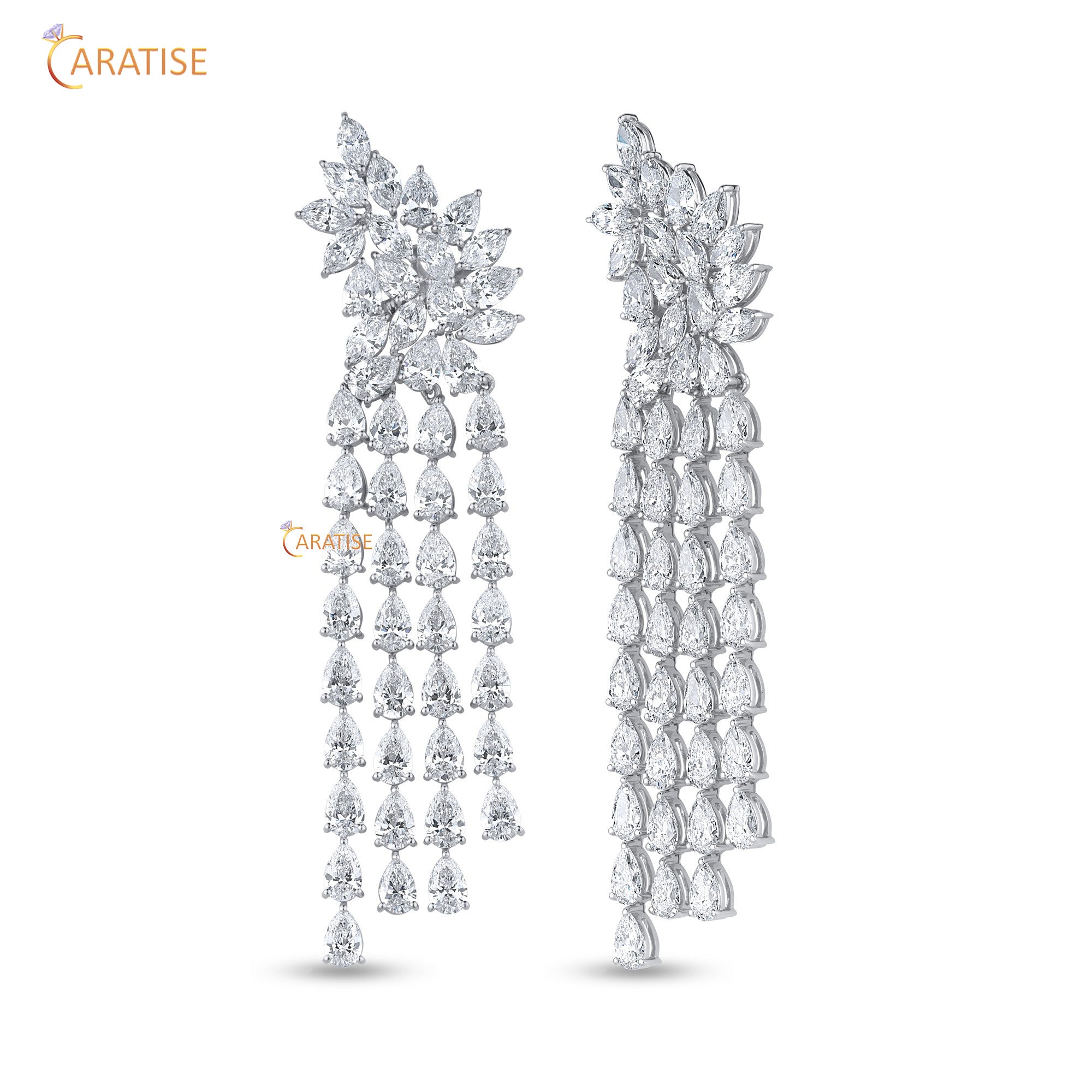 19.40 TDW Marquise & Pear Cut Moissanite Diamond Earring 925 Silver