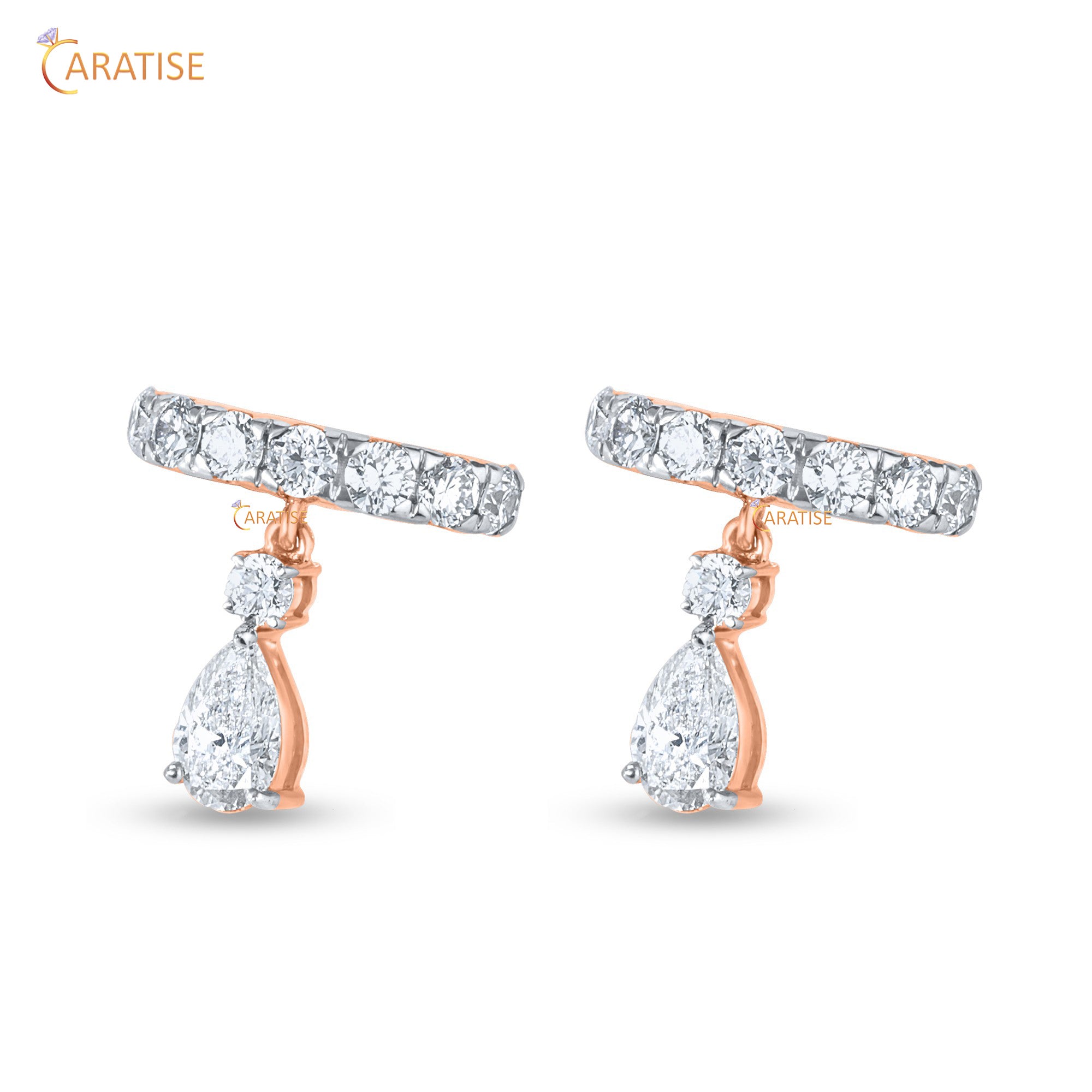 1.09 TDW Marquise , Pear and Round Cut Moissanite Diamond Earring 925 Silver