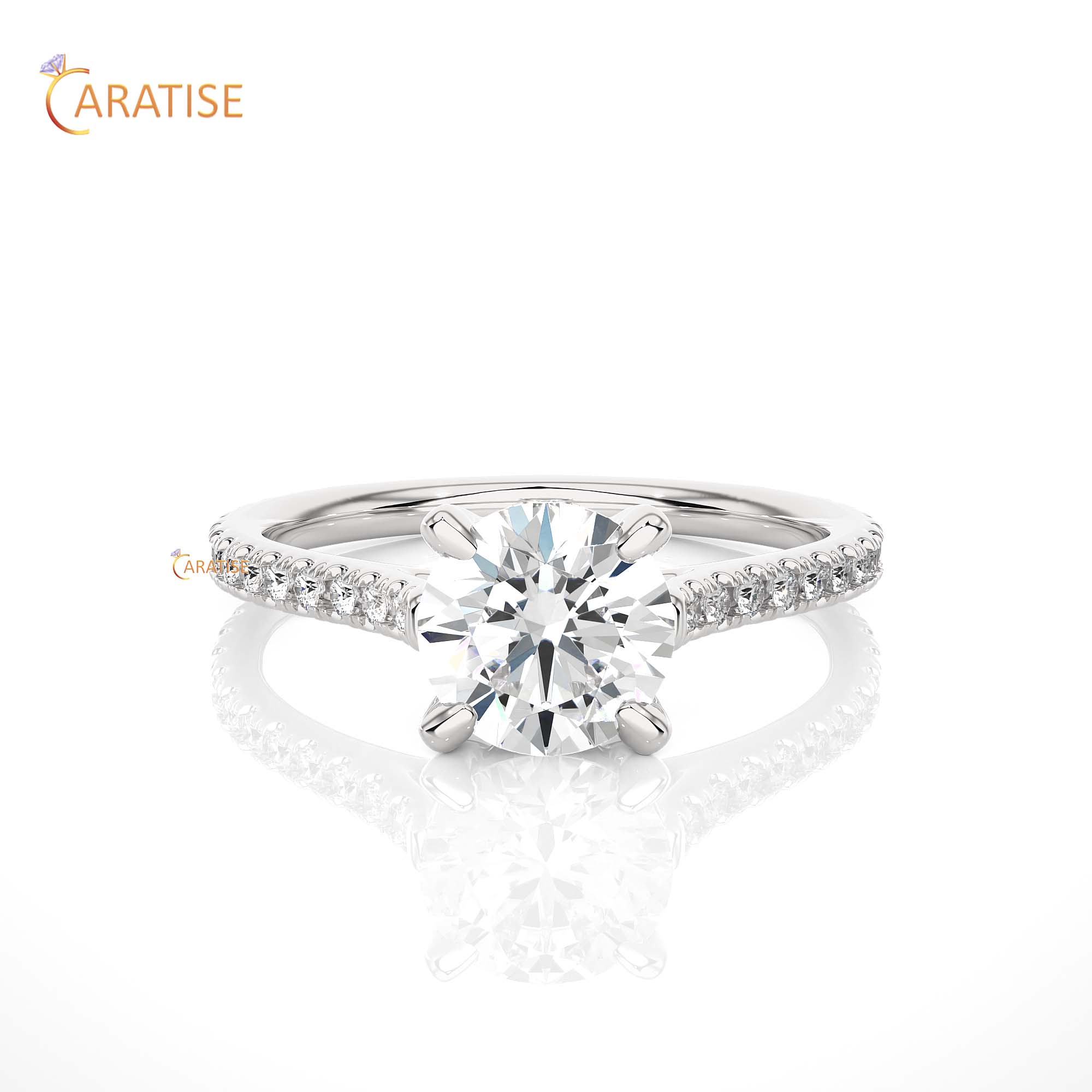 1.58 TDW Round Cut Engagement Moissanite Diamond Ring 925 Silver