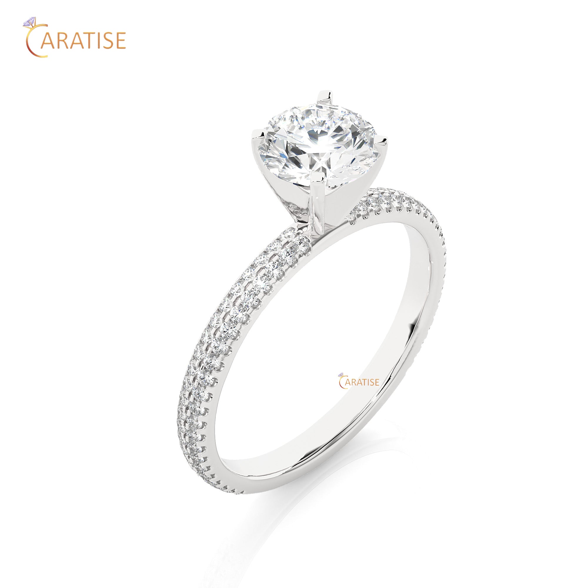 1.14 TDW Round Cut Engagement Moissanite Diamond Ring 925 Silver