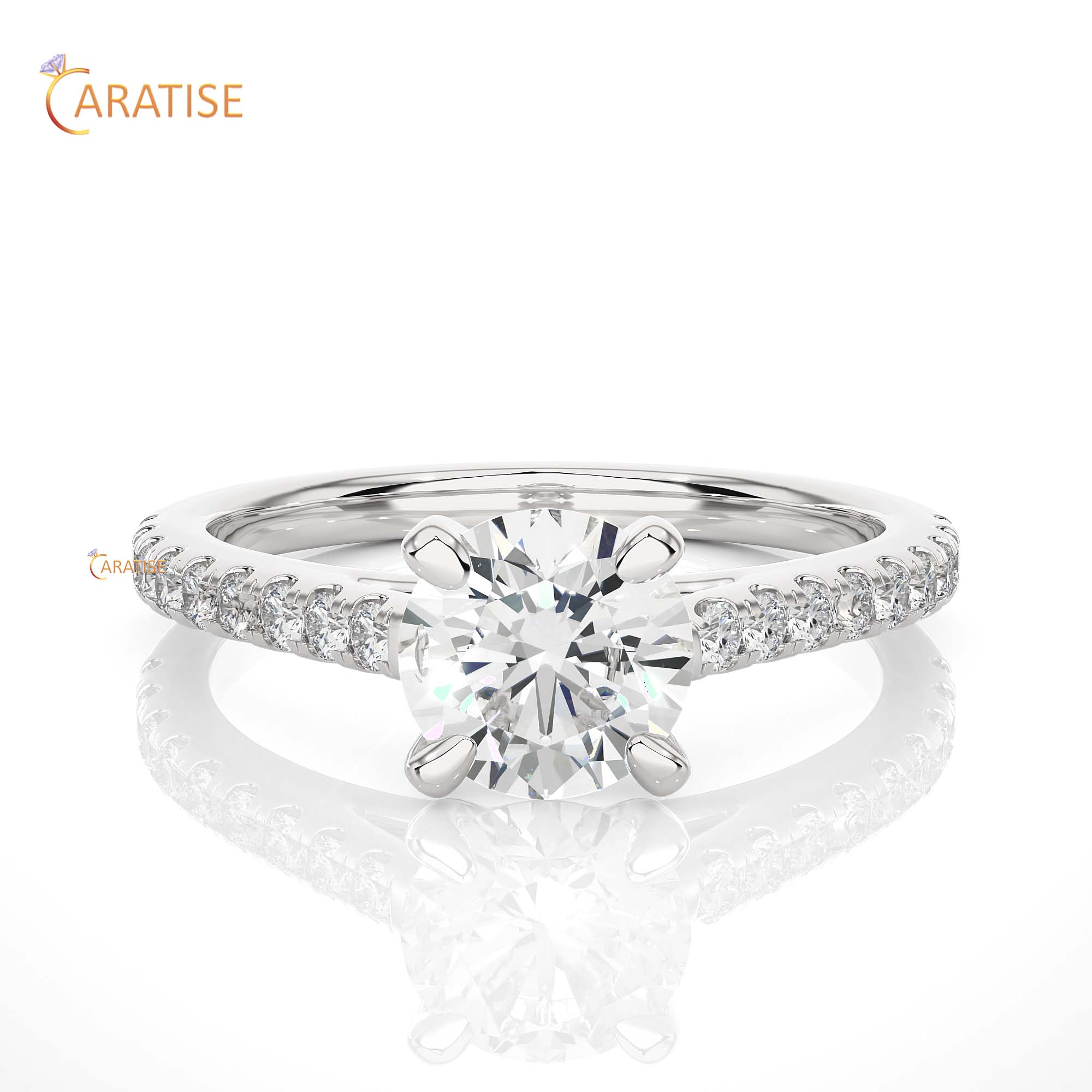 1.36 TDW Round Cut Engagement Moissanite Diamond Ring 925 Silver