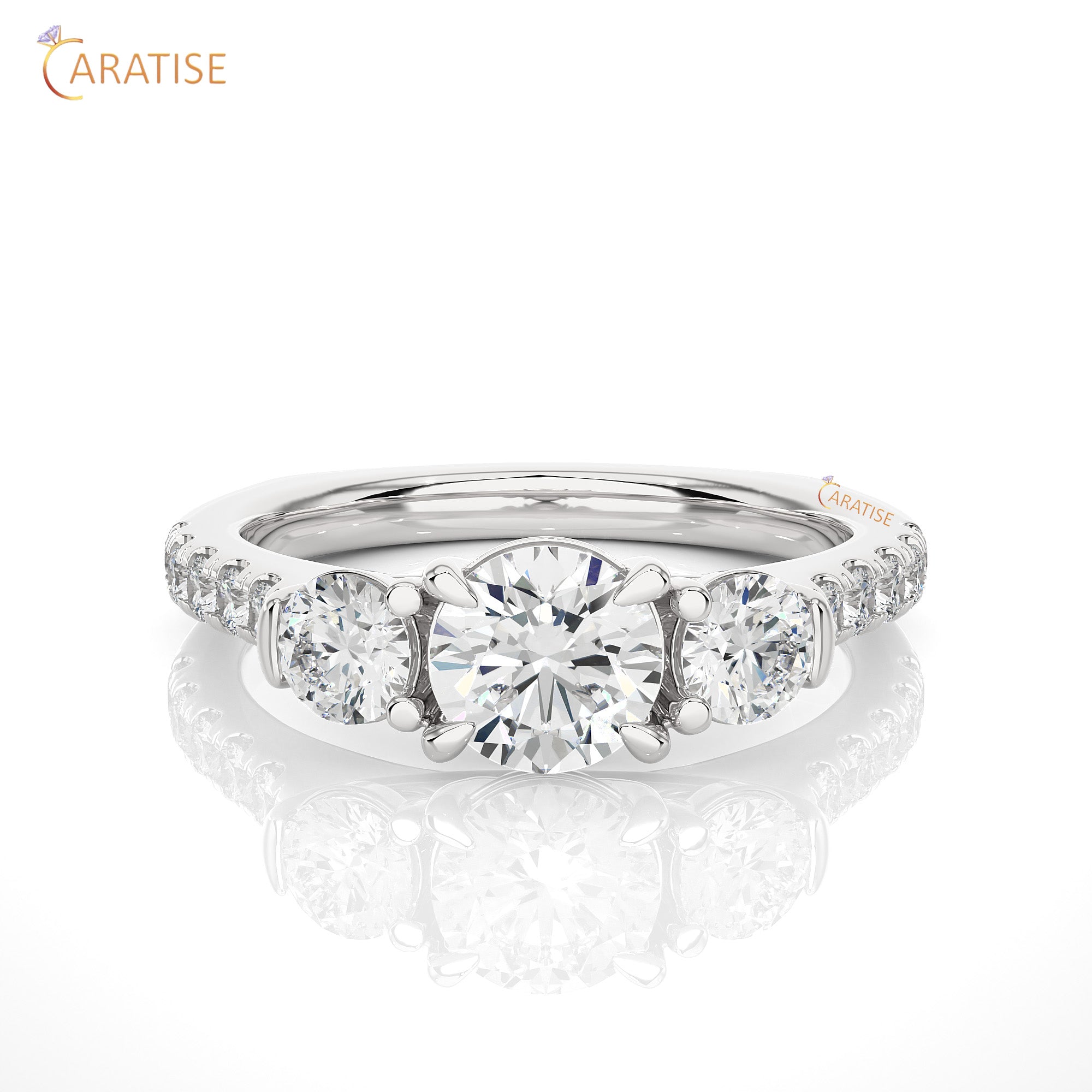 1.55 TDW Round Cut Engagement Moissanite Diamond Ring 925 Silver