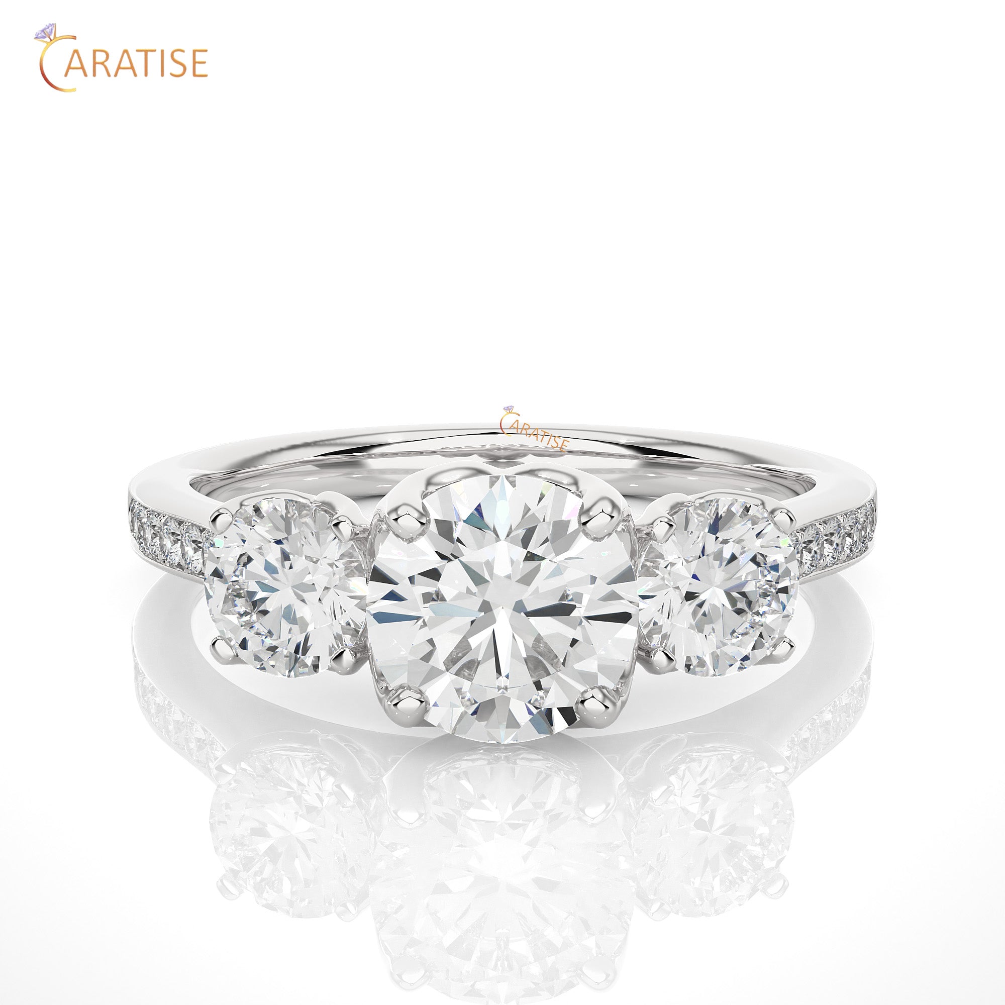 1.80 TDW Round Cut Engagement Moissanite Diamond Ring 925 Silver