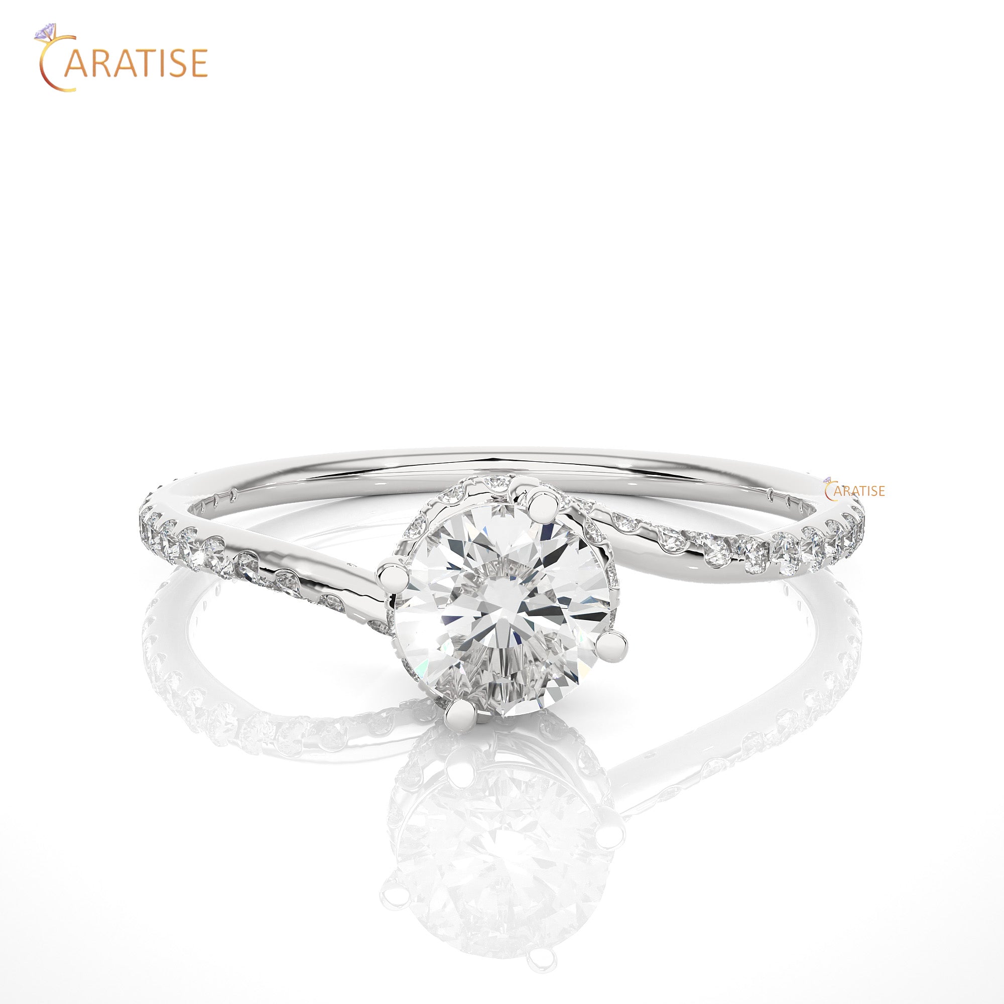 0.84 TDW Round Cut Engagement Moissanite Diamond Ring 925 Silver