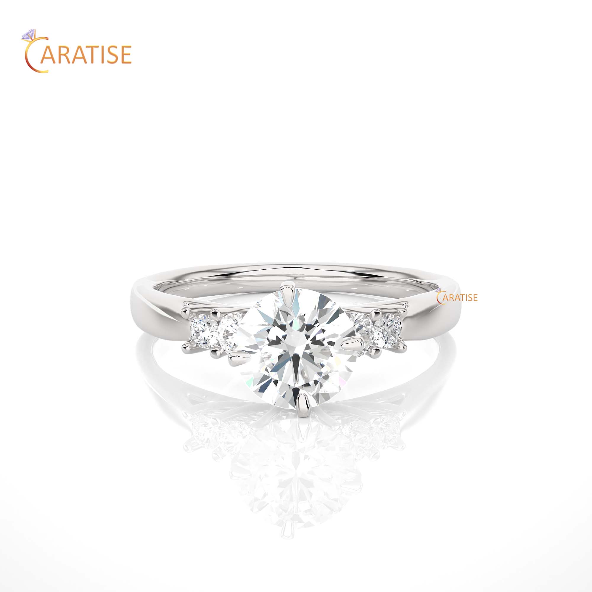 0.59 TDW Round Cut Engagement Moissanite Diamond Ring 925 Silver