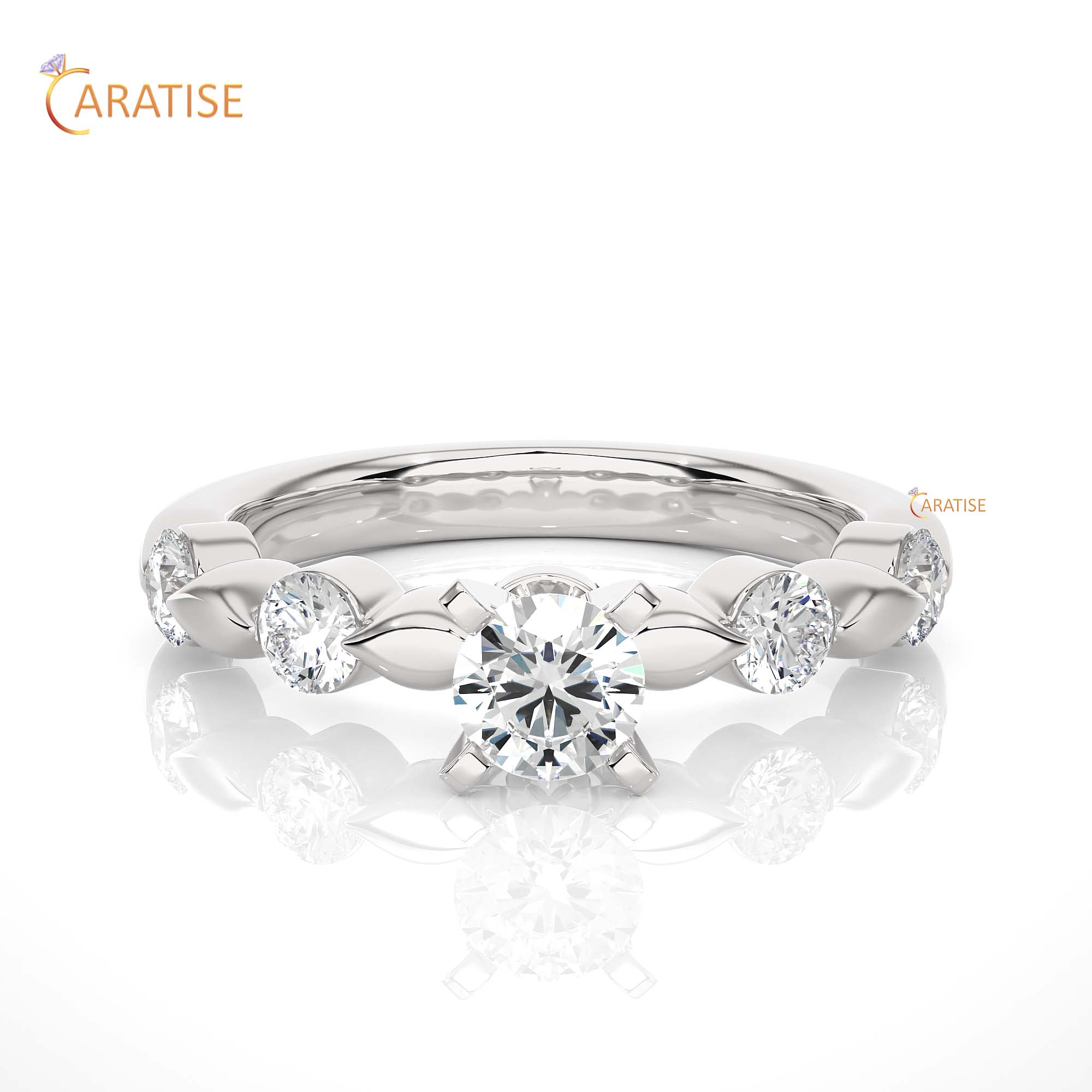 0.90 TDW Round Cut Engagement Moissanite Diamond Ring 925 Silver