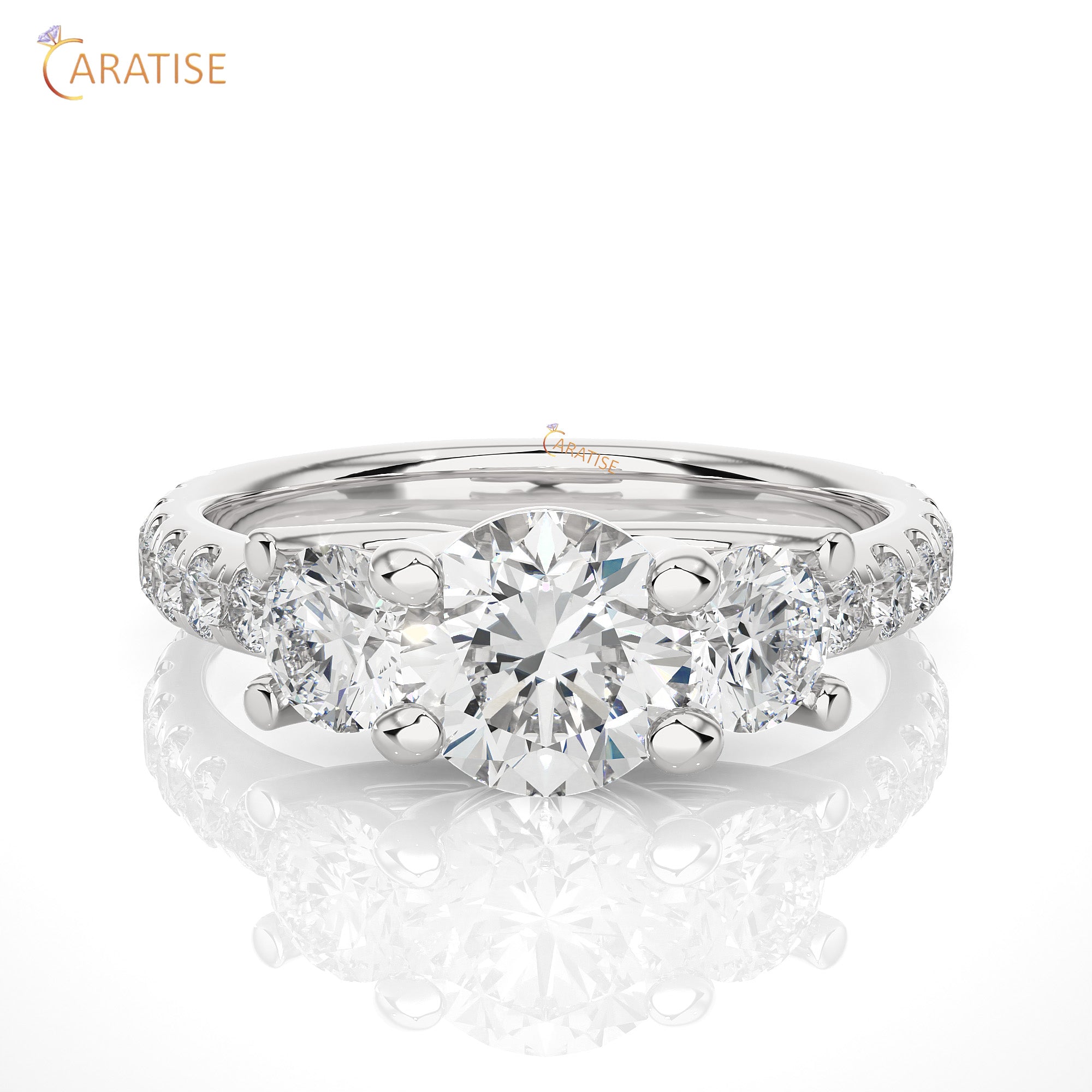 2.35 TDW Round Cut Engagement Moissanite Diamond Ring 925 Silver