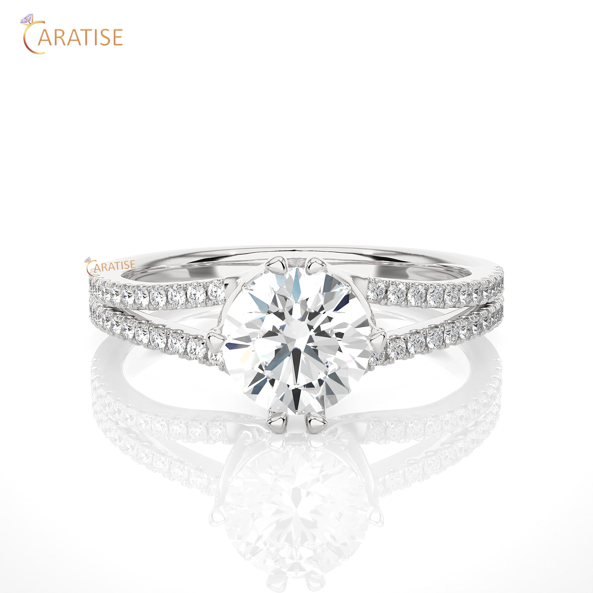 1.05 TDW Round Cut Engagement Moissanite Diamond Ring 925 Silver