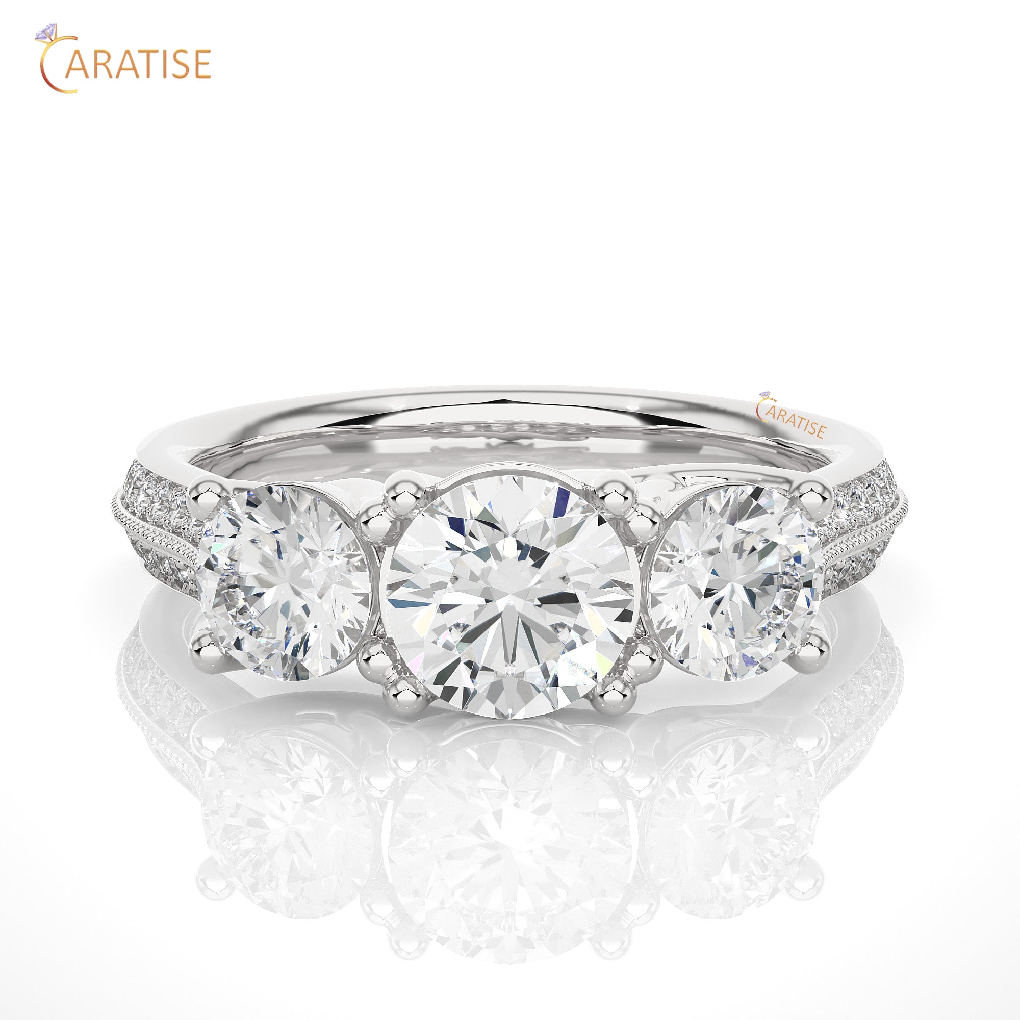 2.23 TDW Round Cut Engagement Moissanite Diamond Ring 925 Silver