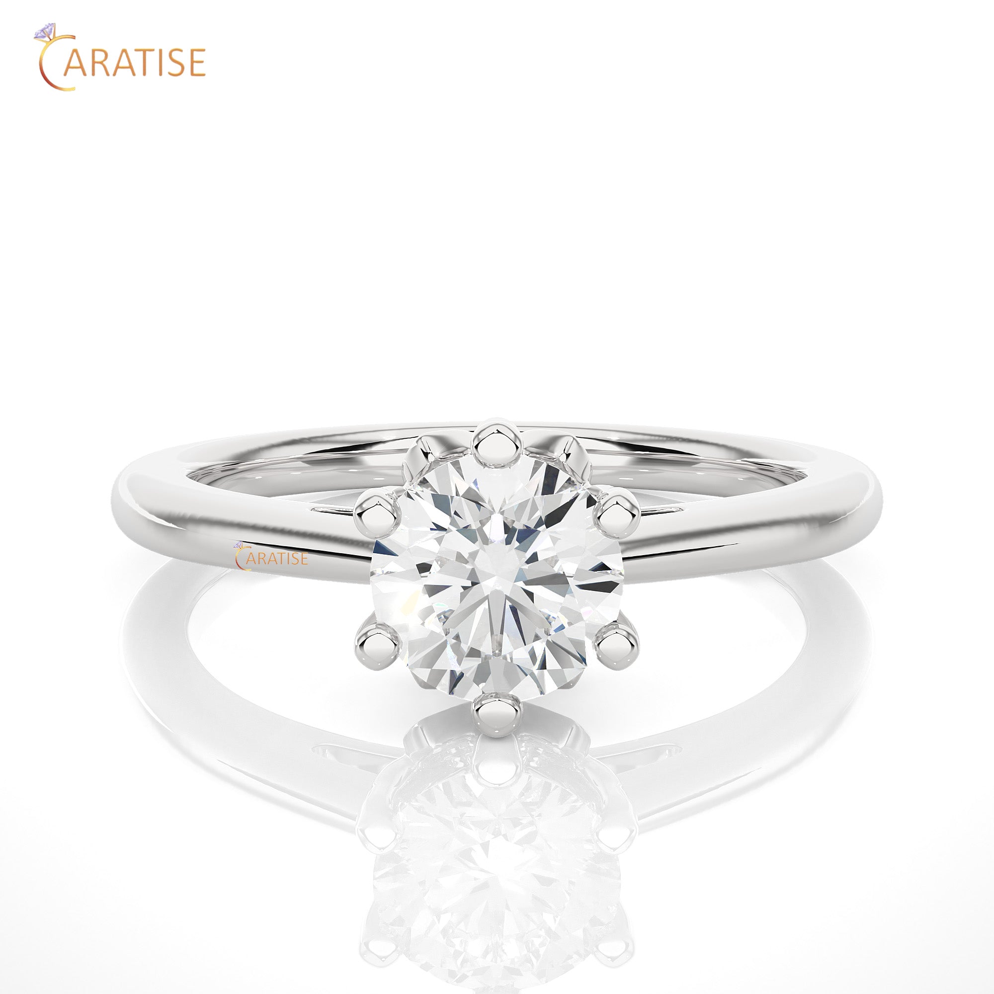 1.05 TDW Round Cut Moissanite Diamond Engagement Ring 925 Silver