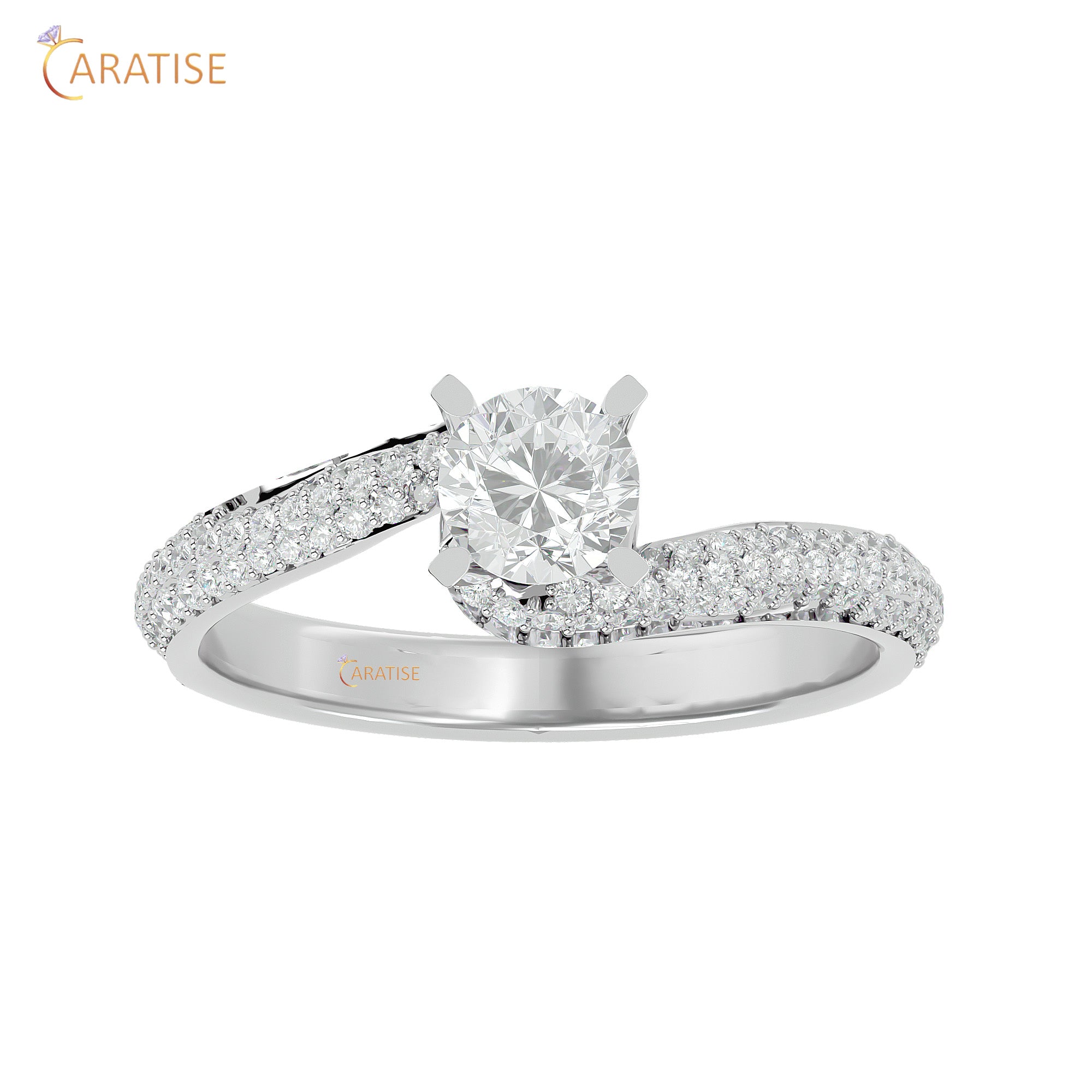 0.87 TDW Round Cut Engagement Moissanite Diamond Ring 925 Silver