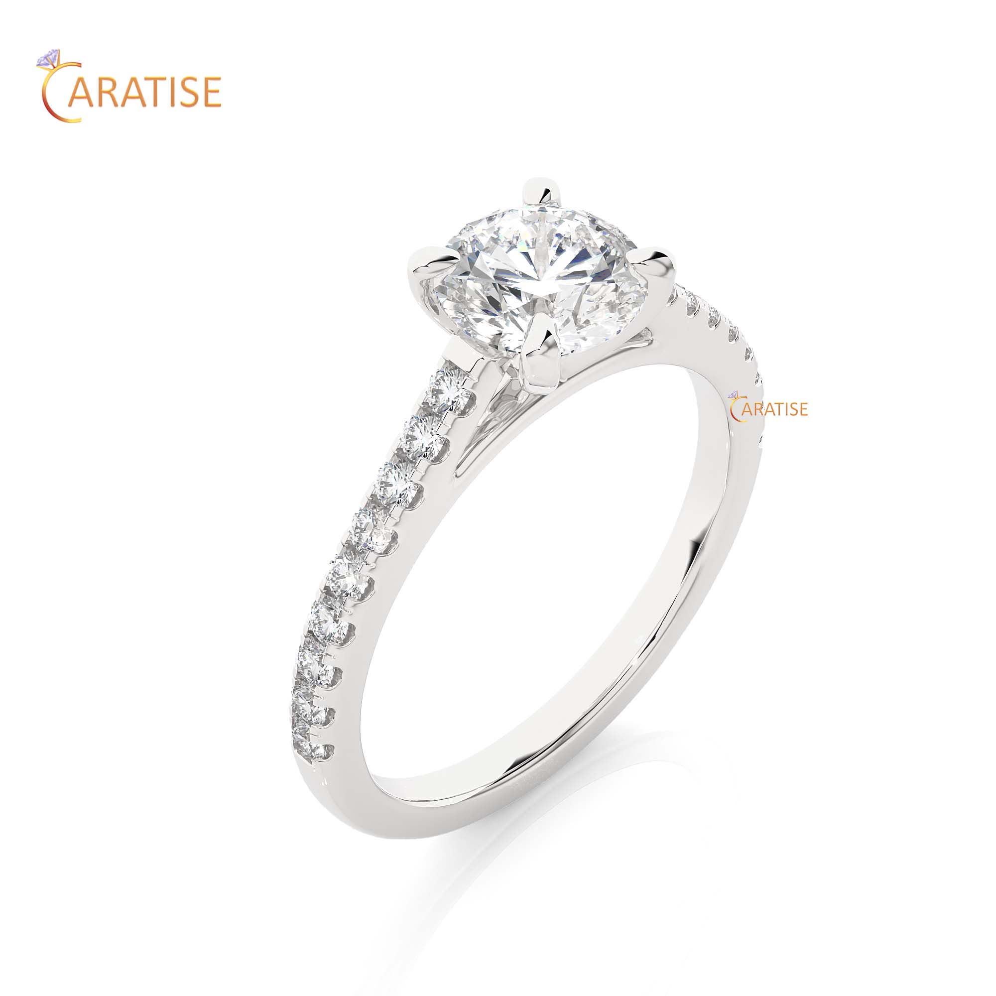 1.36 TDW Round Cut Engagement Moissanite Diamond Ring 925 Silver