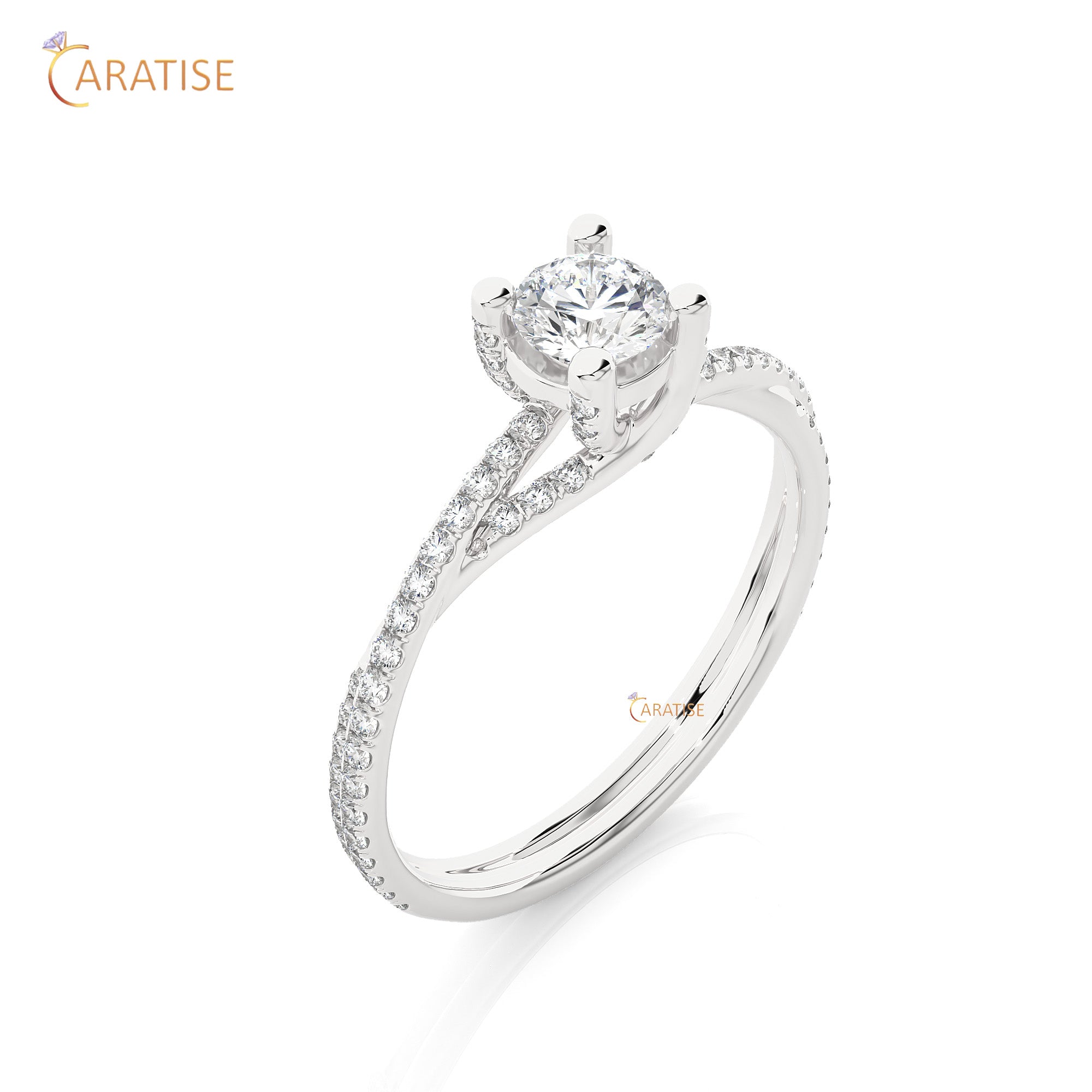 0.74 TDW Round Cut Women's Engagement Diamond Ring