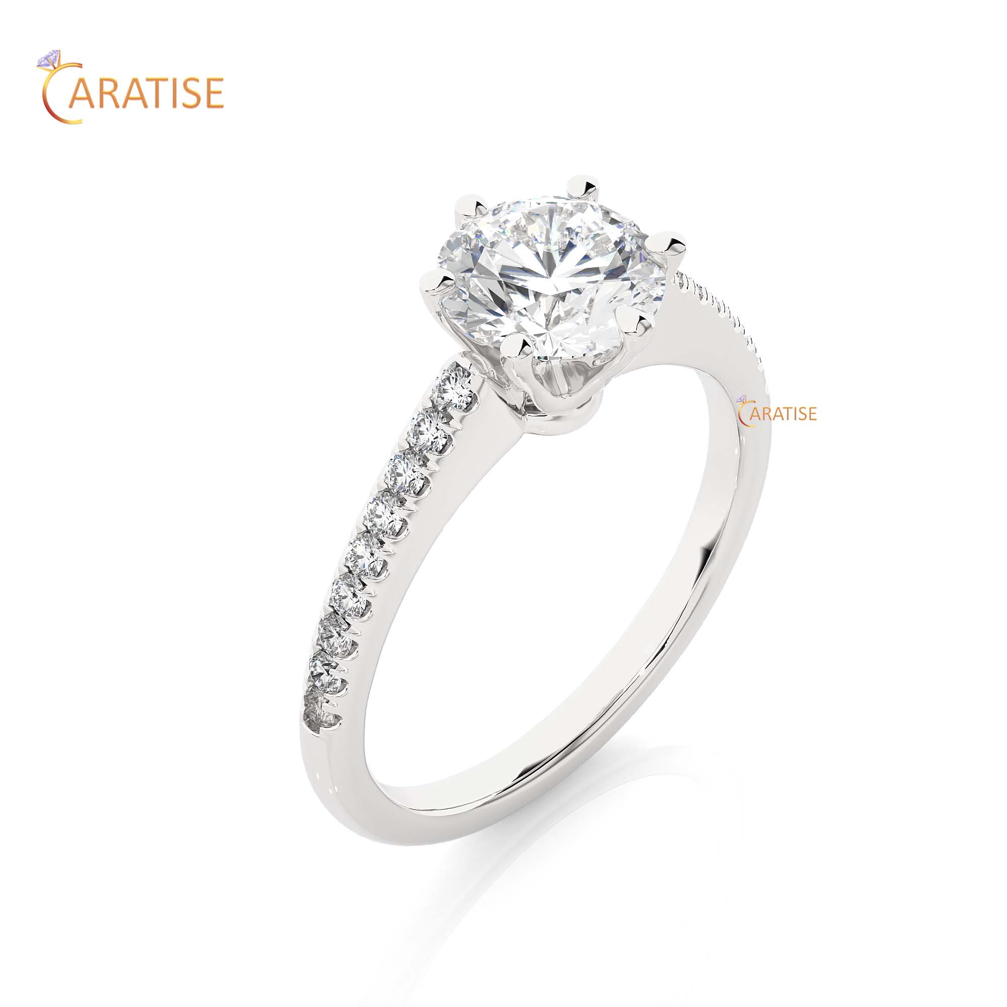 1.47 TDW Round Cut Engagement Moissanite Diamond Ring 925 Silver