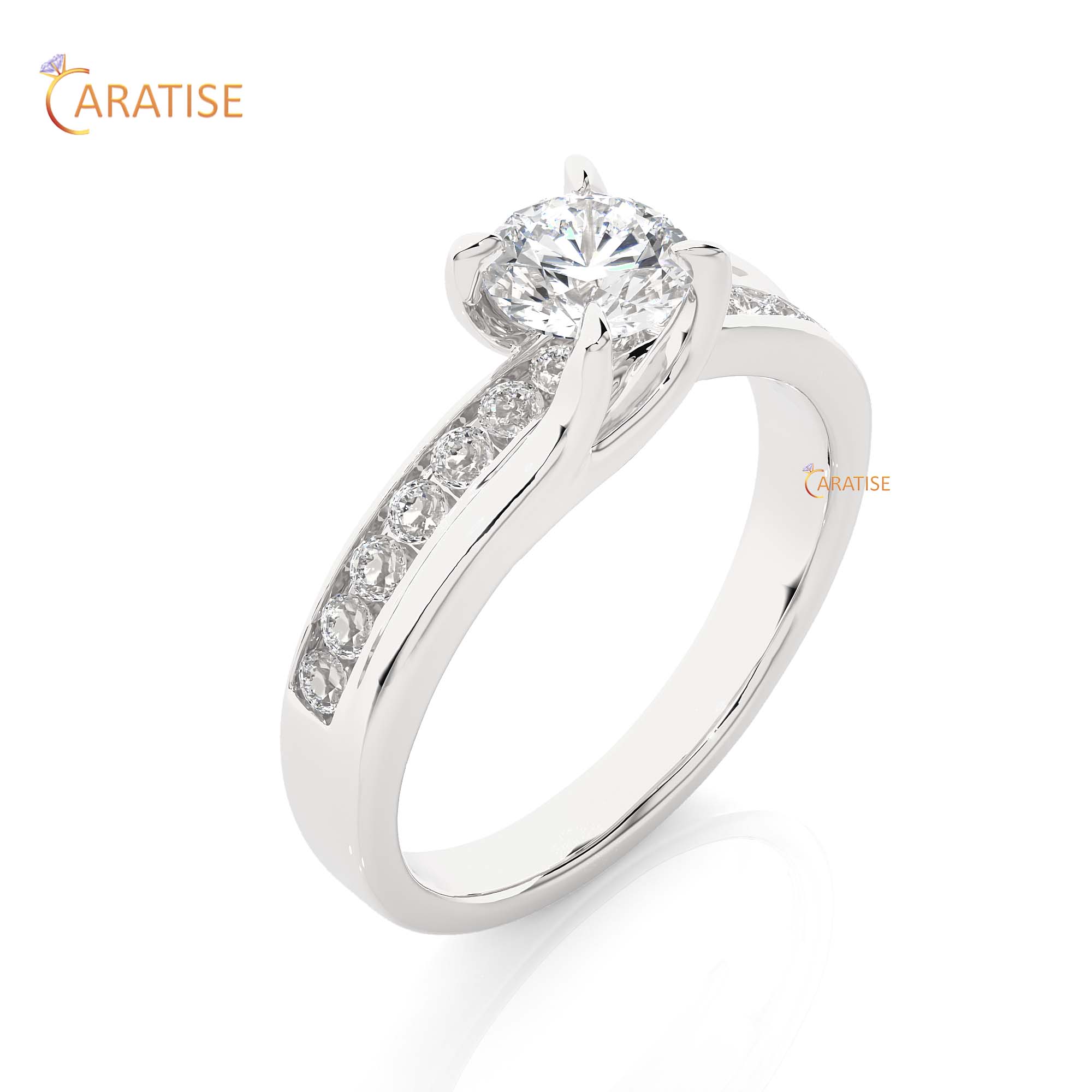 0.97 TDW Round Cut Engagement Moissanite Diamond Ring 925 Silver