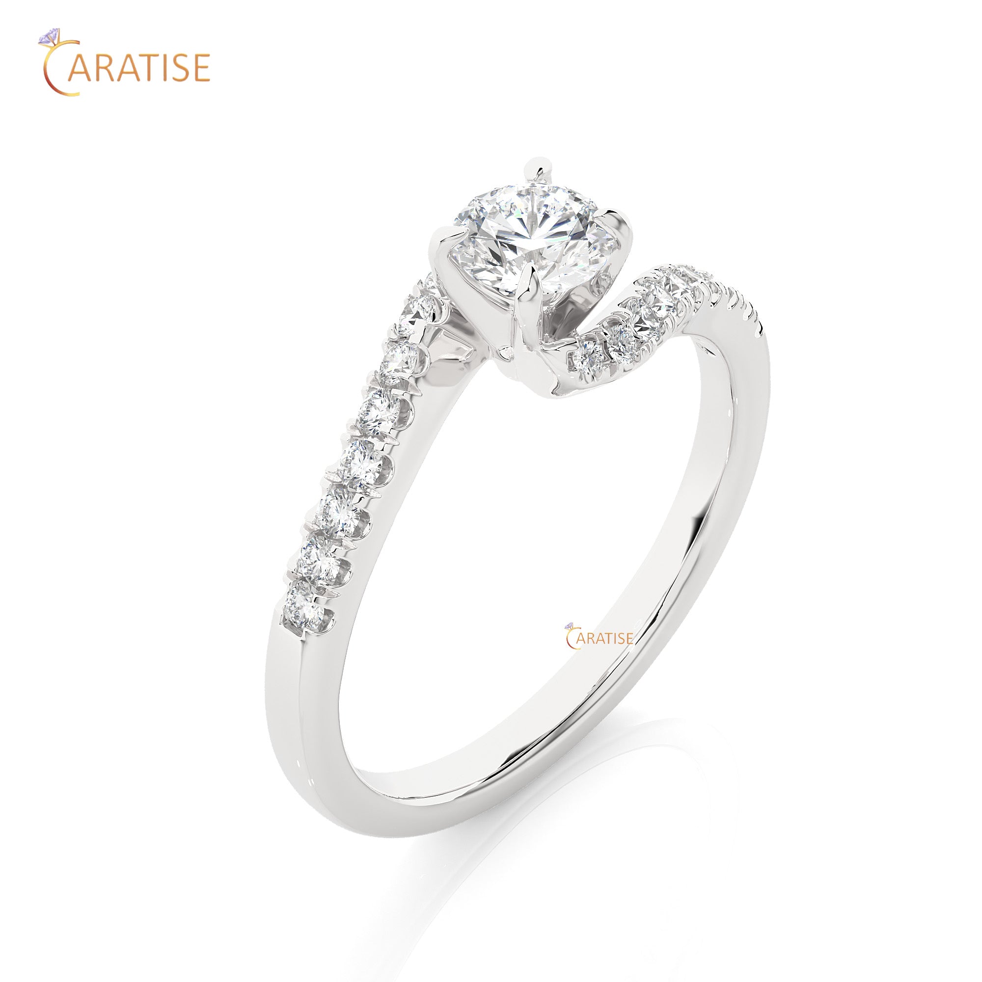 0.67 TDW Round Cut Engagement Moissanite Diamond Ring 925 Silver