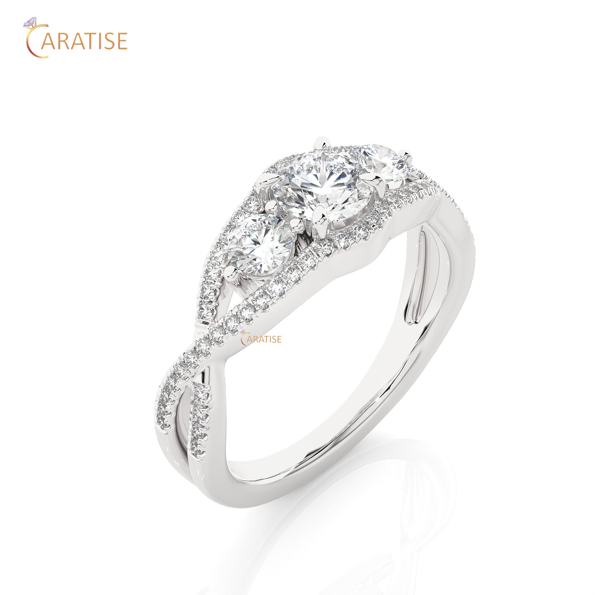 1.07 TDW Round Cut Engagement Moissanite Diamond Ring 925 Silver