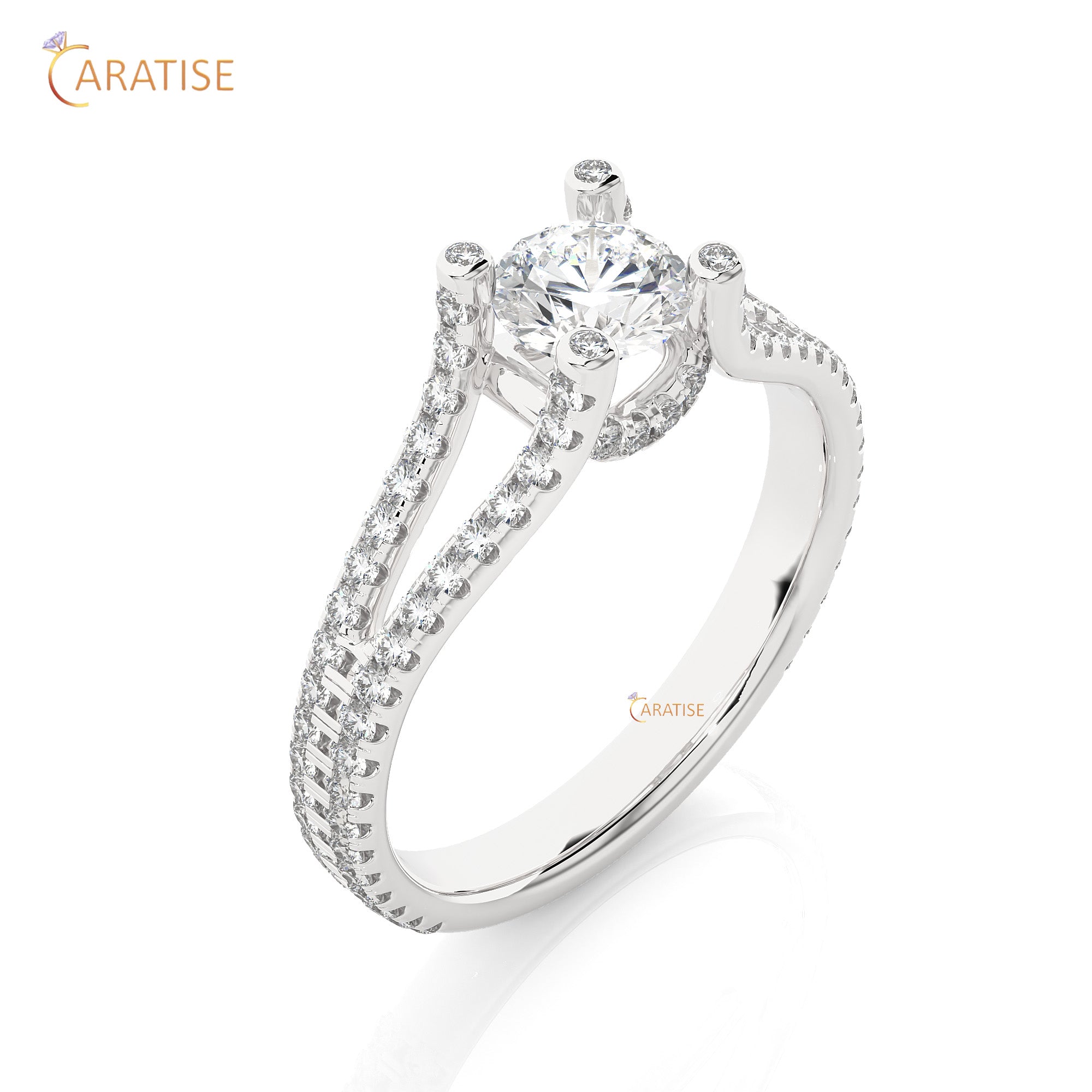 1.08 TDW Round Cut Engagement Moissanite Diamond Ring 925 Silver