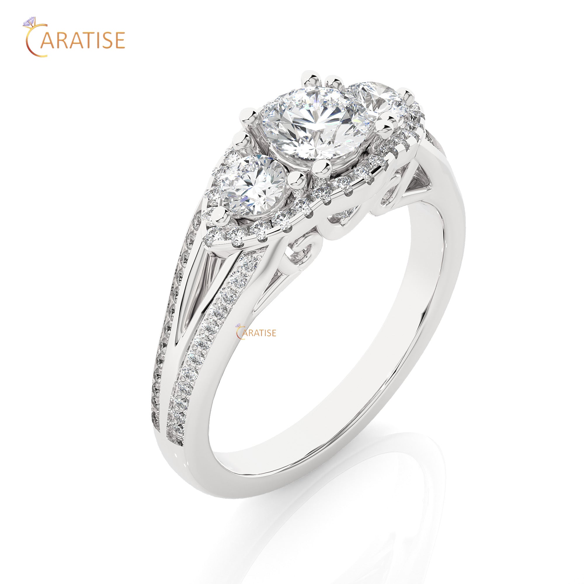 1.14 TDW Round Cut Engagement Moissanite Diamond Ring 925 Silver
