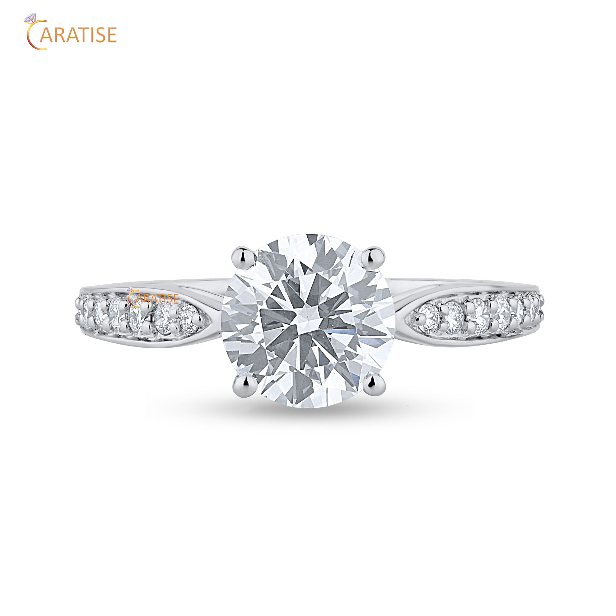 1.50 TDW Round Cut Mossiante Diamond Engagement Ring 925 Silver