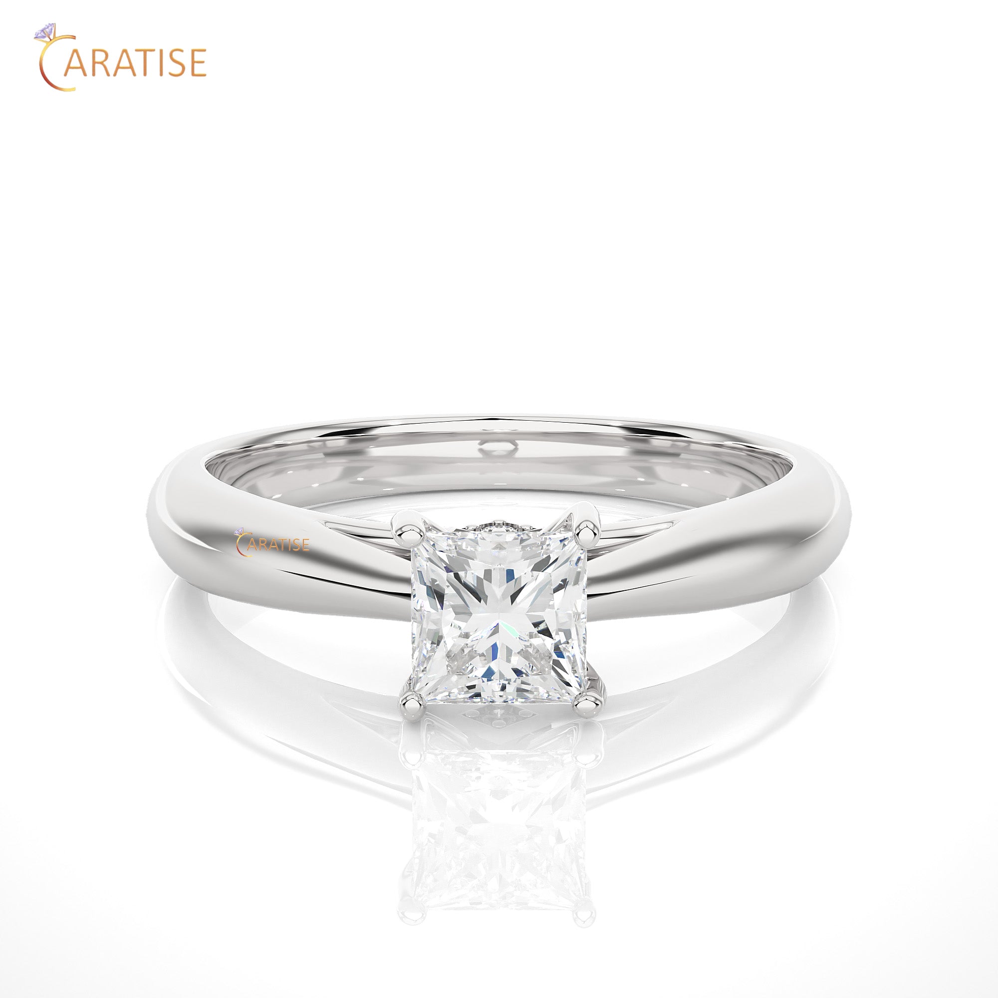 0.80 TDW Round & Princess Cut Women's Engagement Diamond Ring