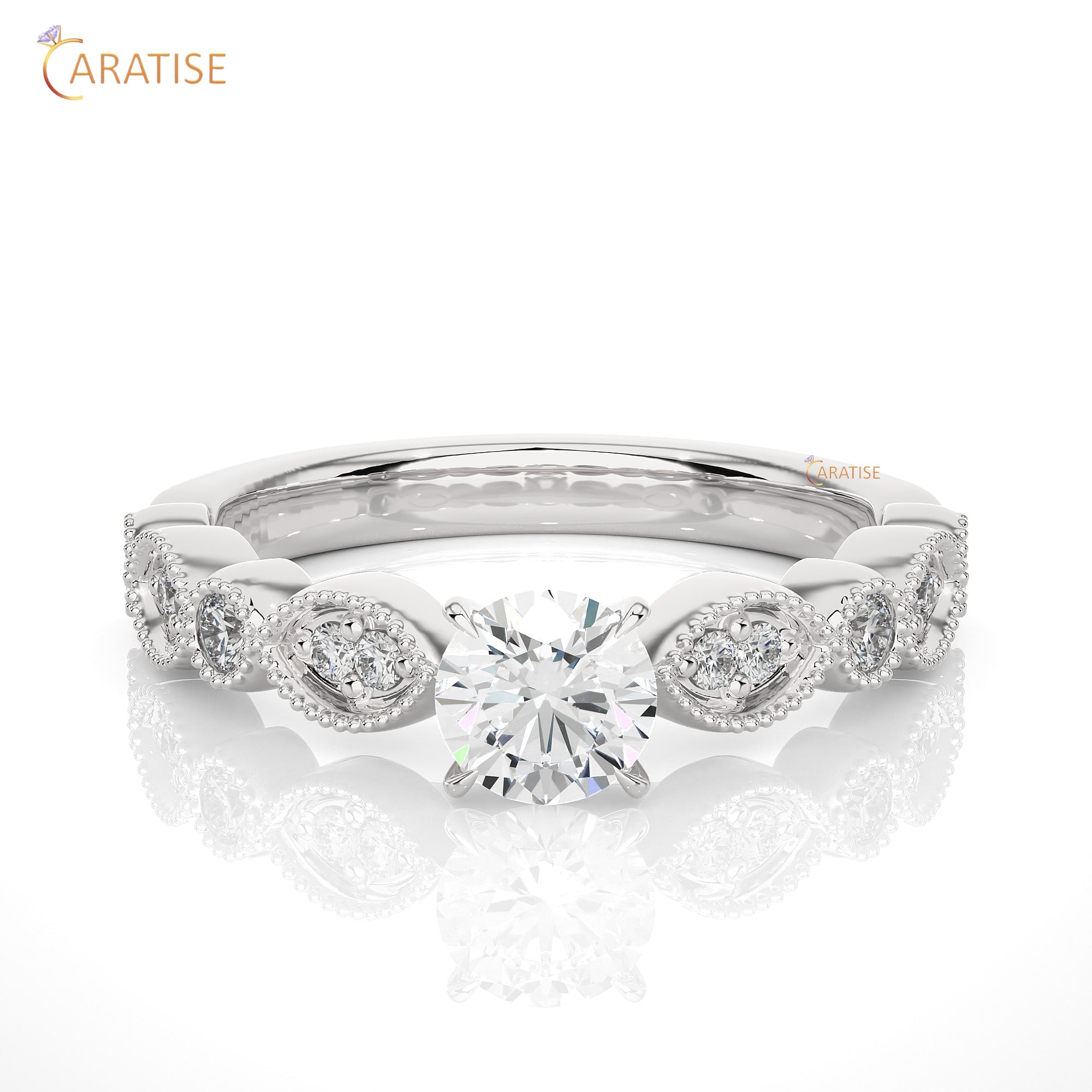 0.67 TDW Round Cut Moissanite Diamond Engagement Ring 925 Silver