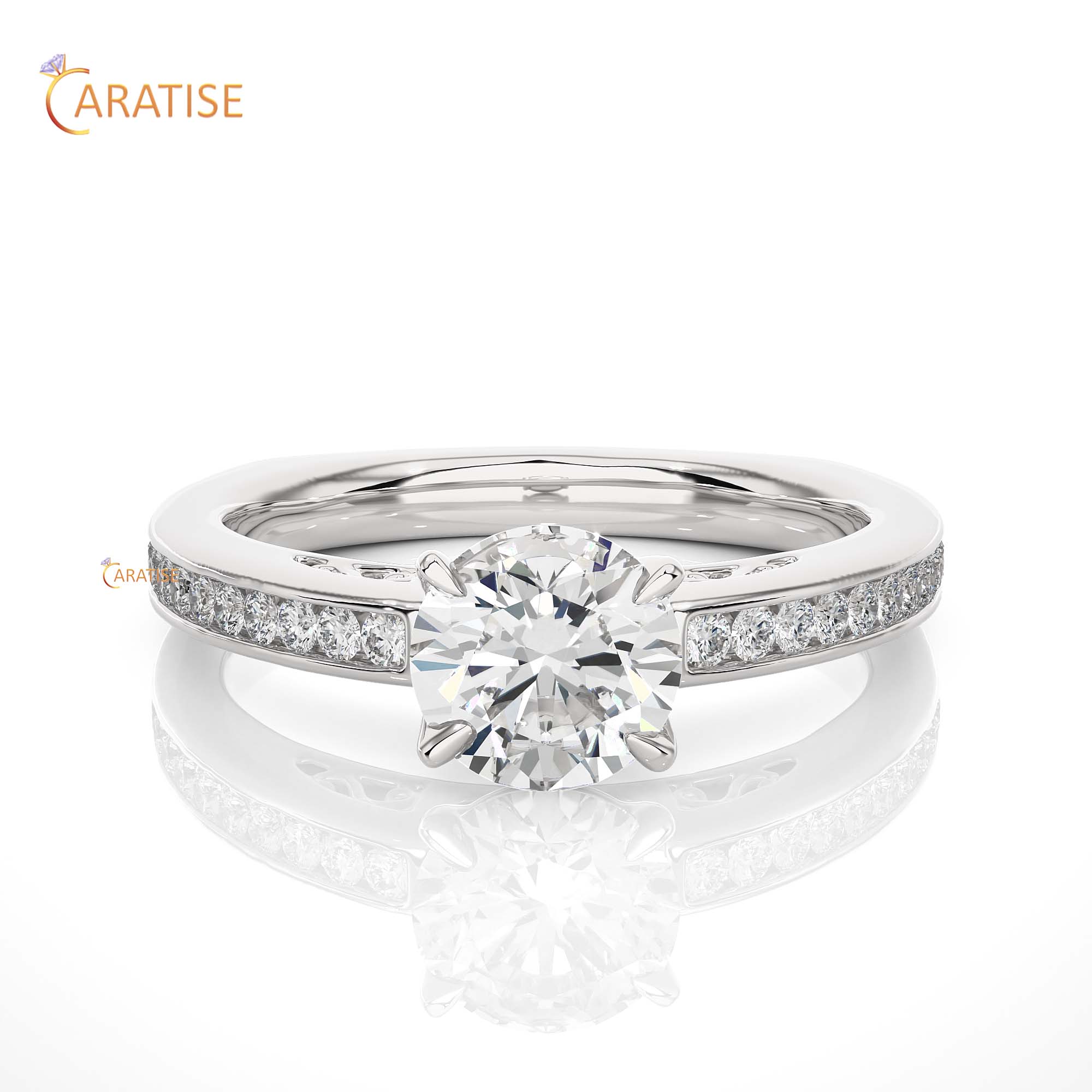 1.27 TDW Round Cut Engagement Moissanite Diamond Ring 925 Silver