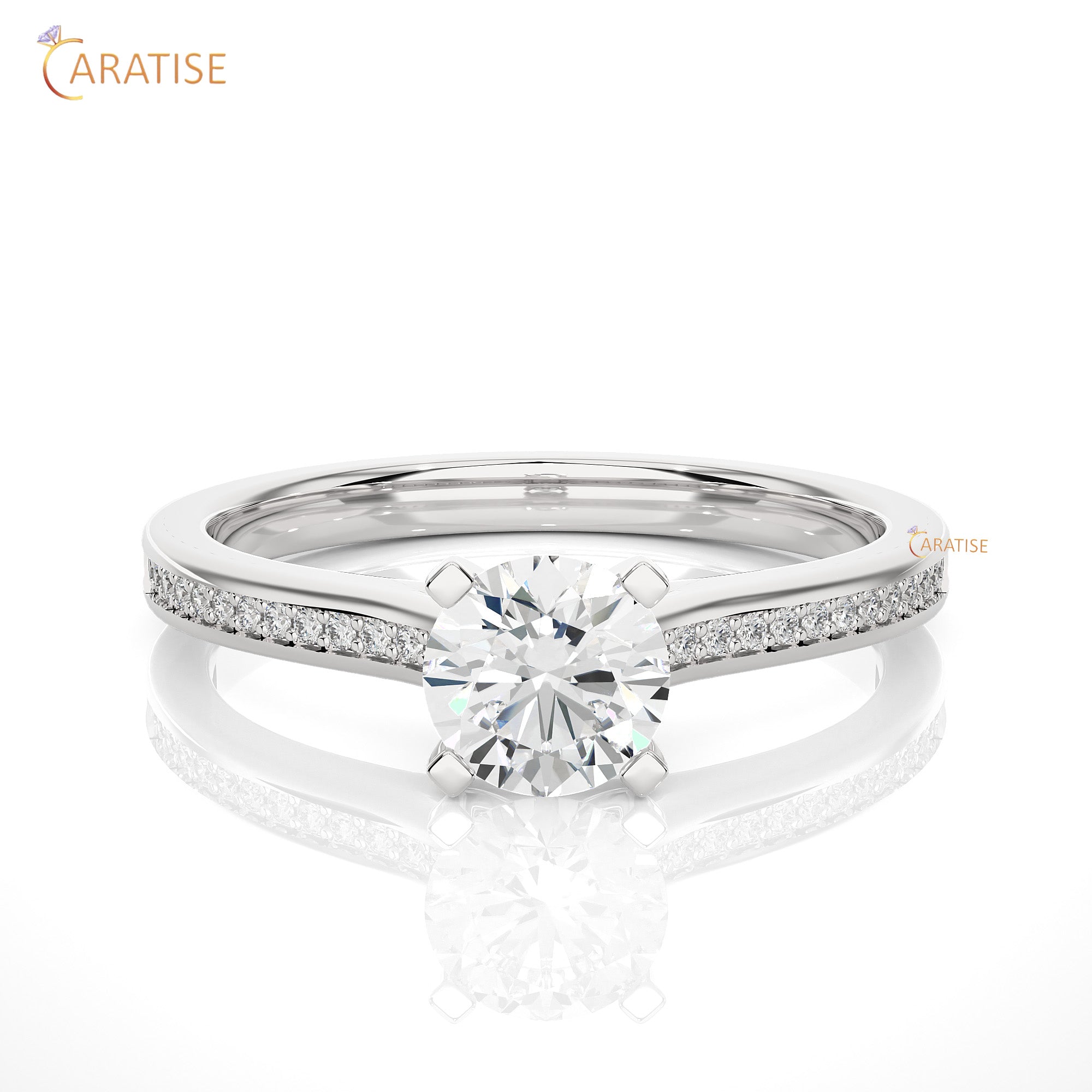 0.75 TDW Round Cut Engagement Moissanite Diamond Ring 925 Silver