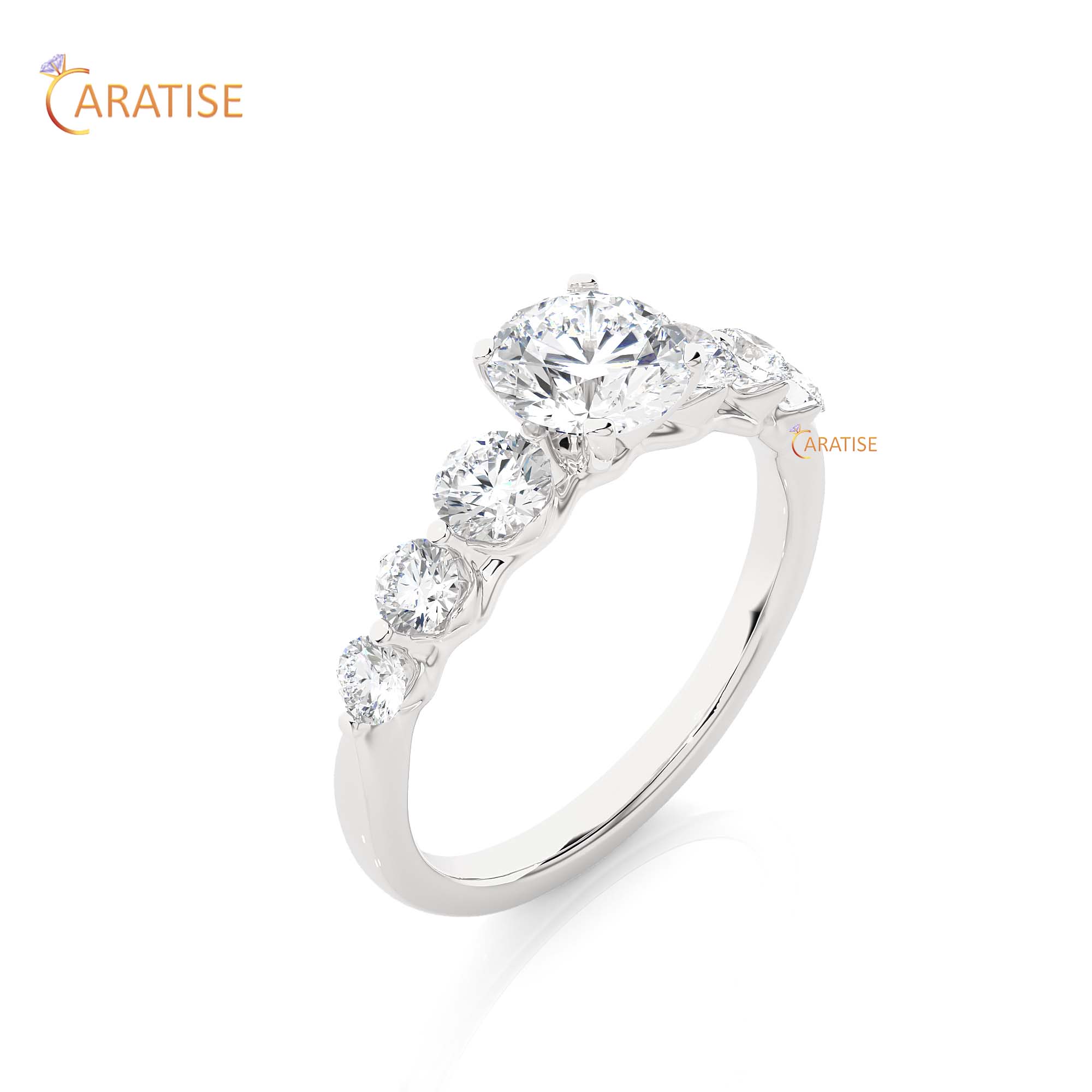 1.43 TDW Round Cut Engagement Moissanite Diamond Ring 925 Silver