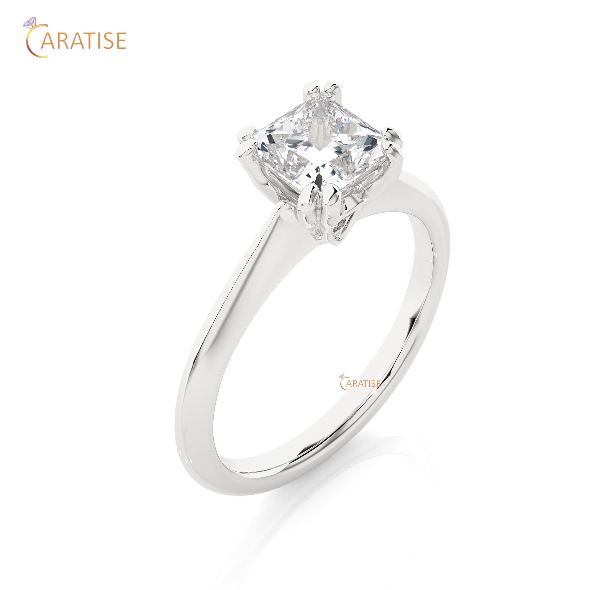 1.38 TDW Round & princess Cut Engagement Moissanite Diamond Ring 925 Silver